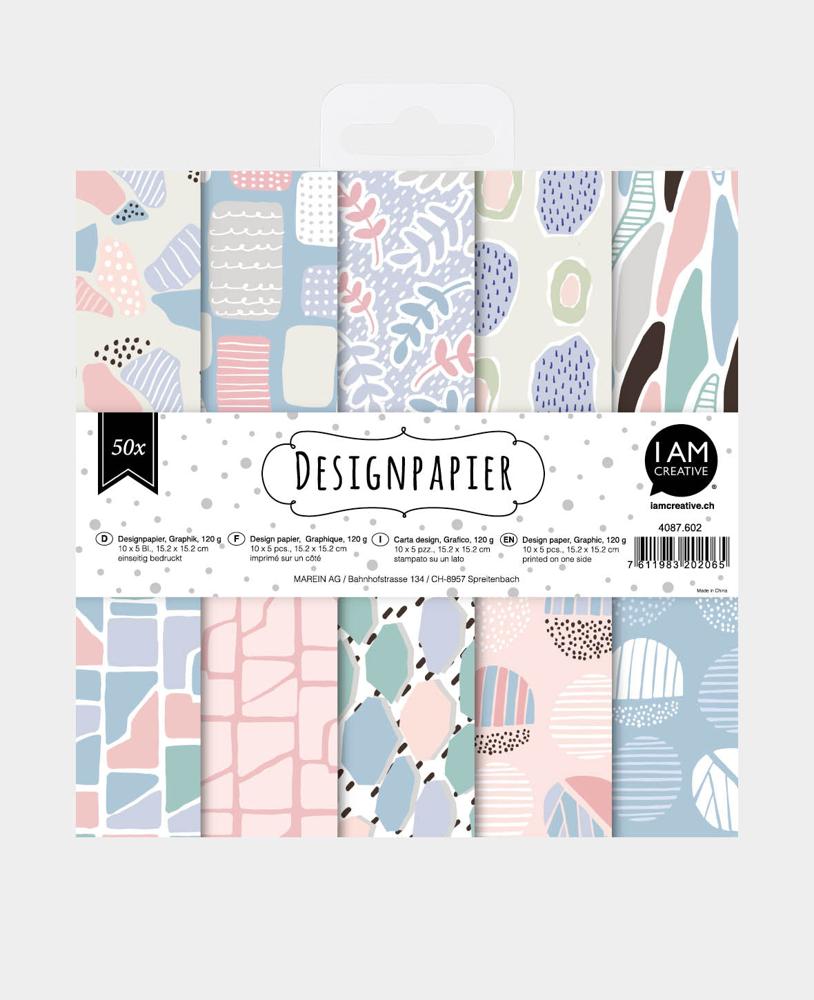 Design Papier Set Graphik, Papierblock, 15.2 x 15.2 cm, 120 g/m², 50 Blätter