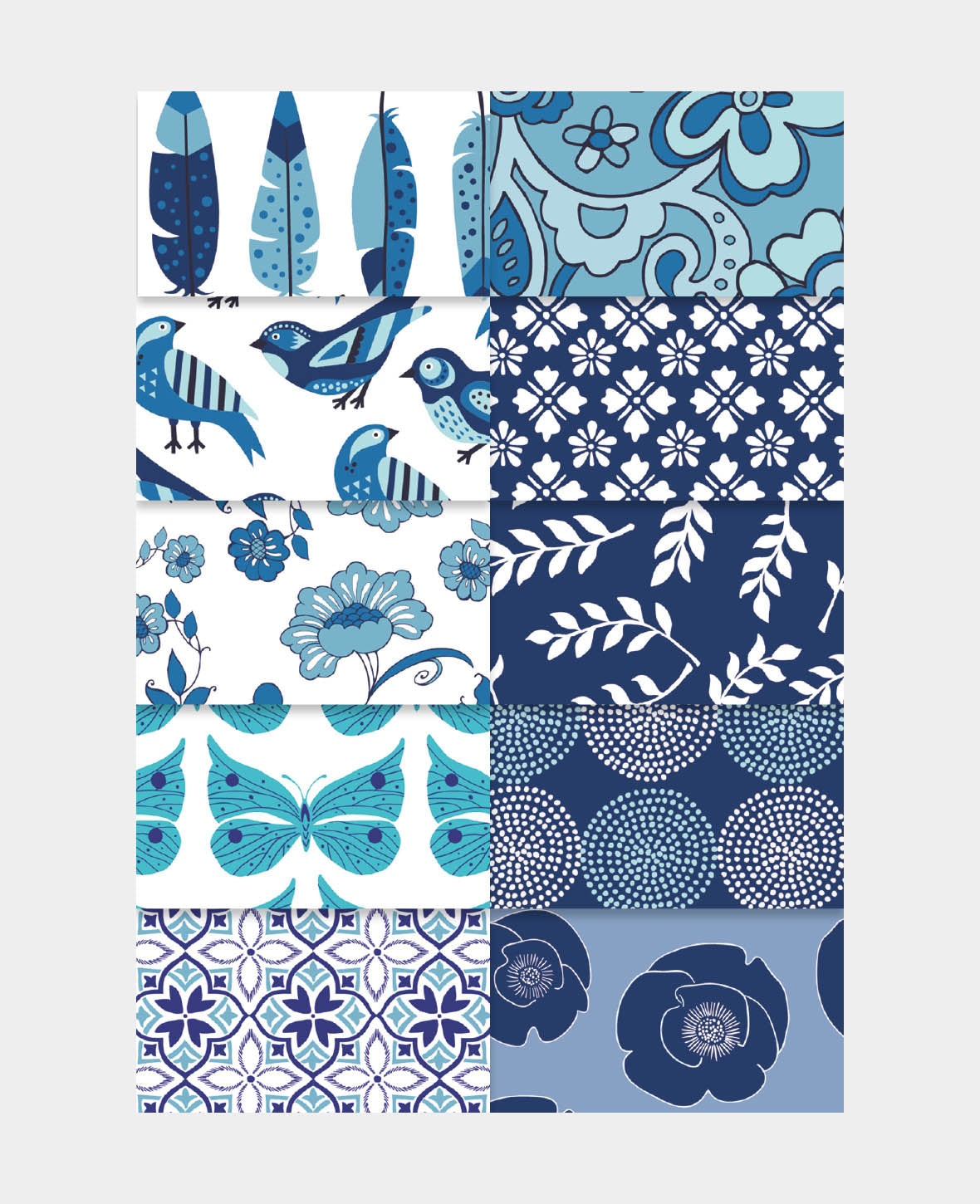 Design Papier Set Blue, Papierblock, 15.2 x 15.2 cm, 120 g/m², 50 Blätter