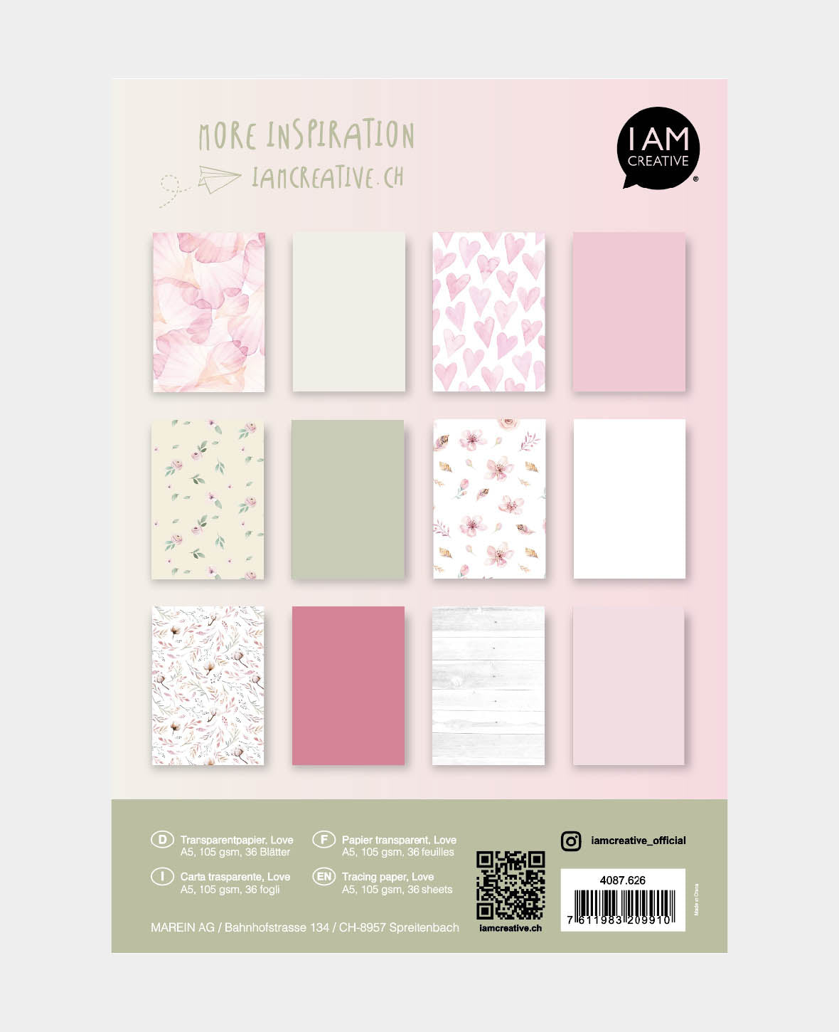 Transparentpapier Love, A6, 36 Stk.