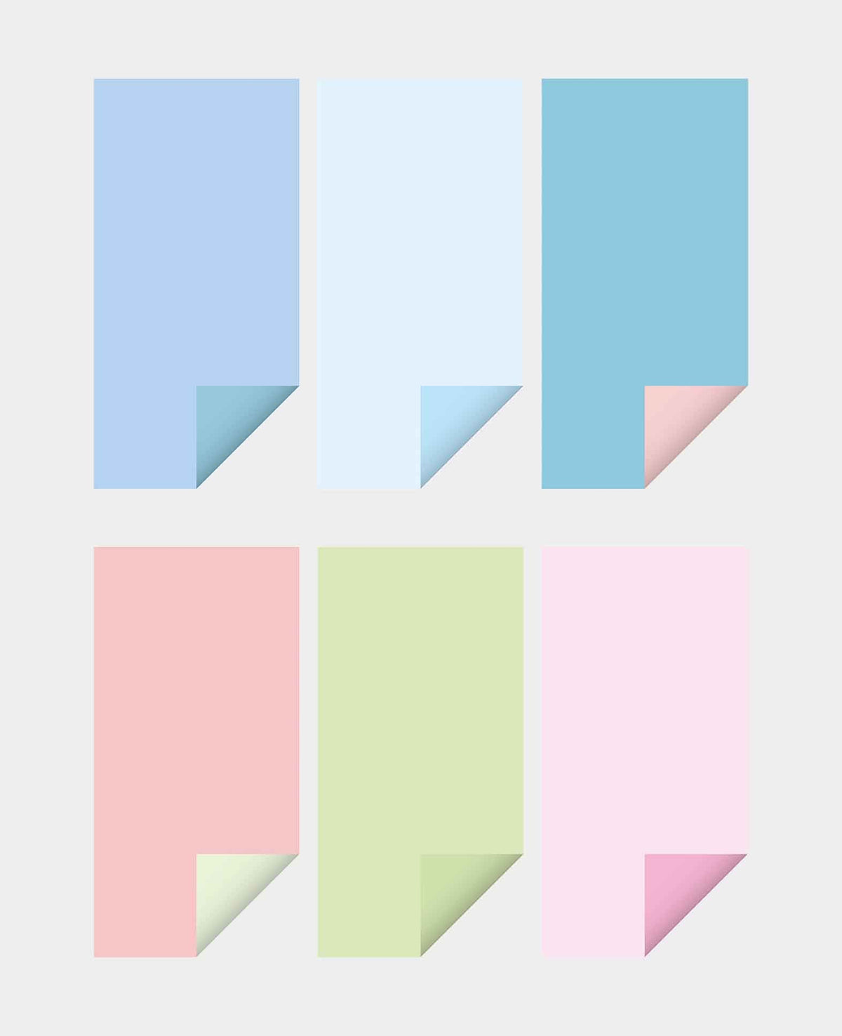 Papierblock Pastell, mit beidseitig bedruckten Papierbögen in 12 verschiedenen Farben, 15 x 30 cm, 250 g/m², 24 Blätter