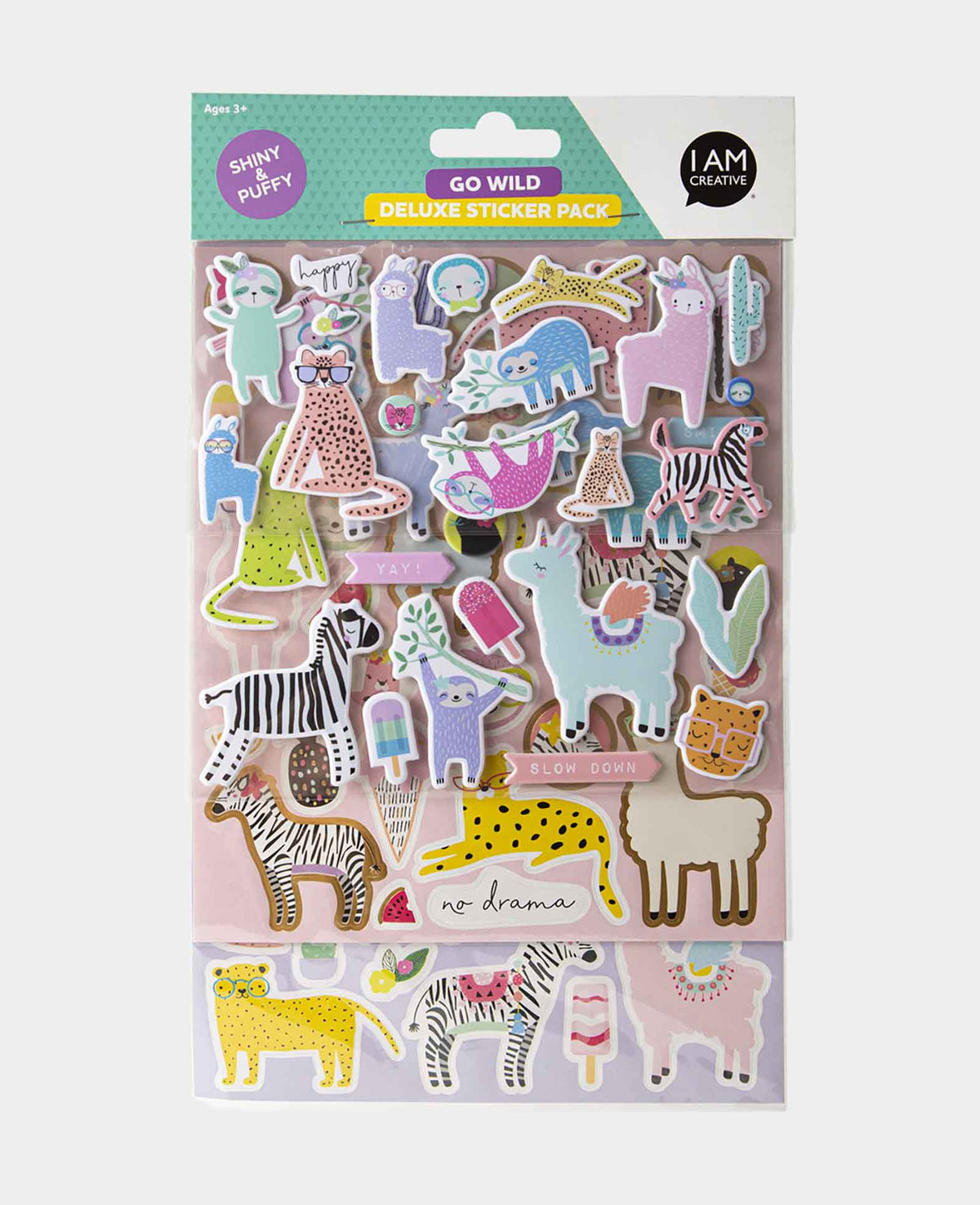 Sticker-Set Go Wild, 4 Bögen, Puffy & Shiny