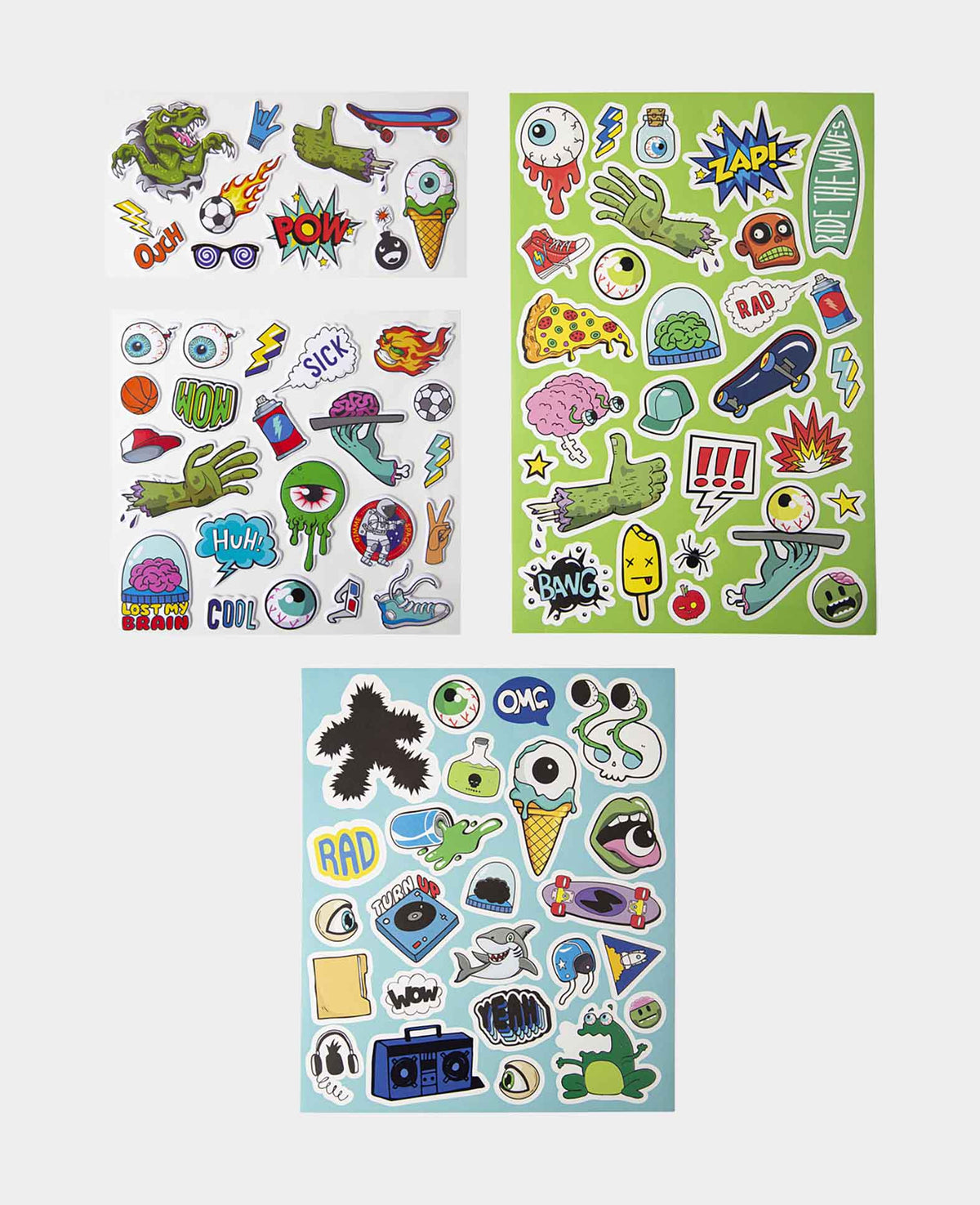 Sticker-Set Crazy, 4 Bögen, mit Puffy-Effekt