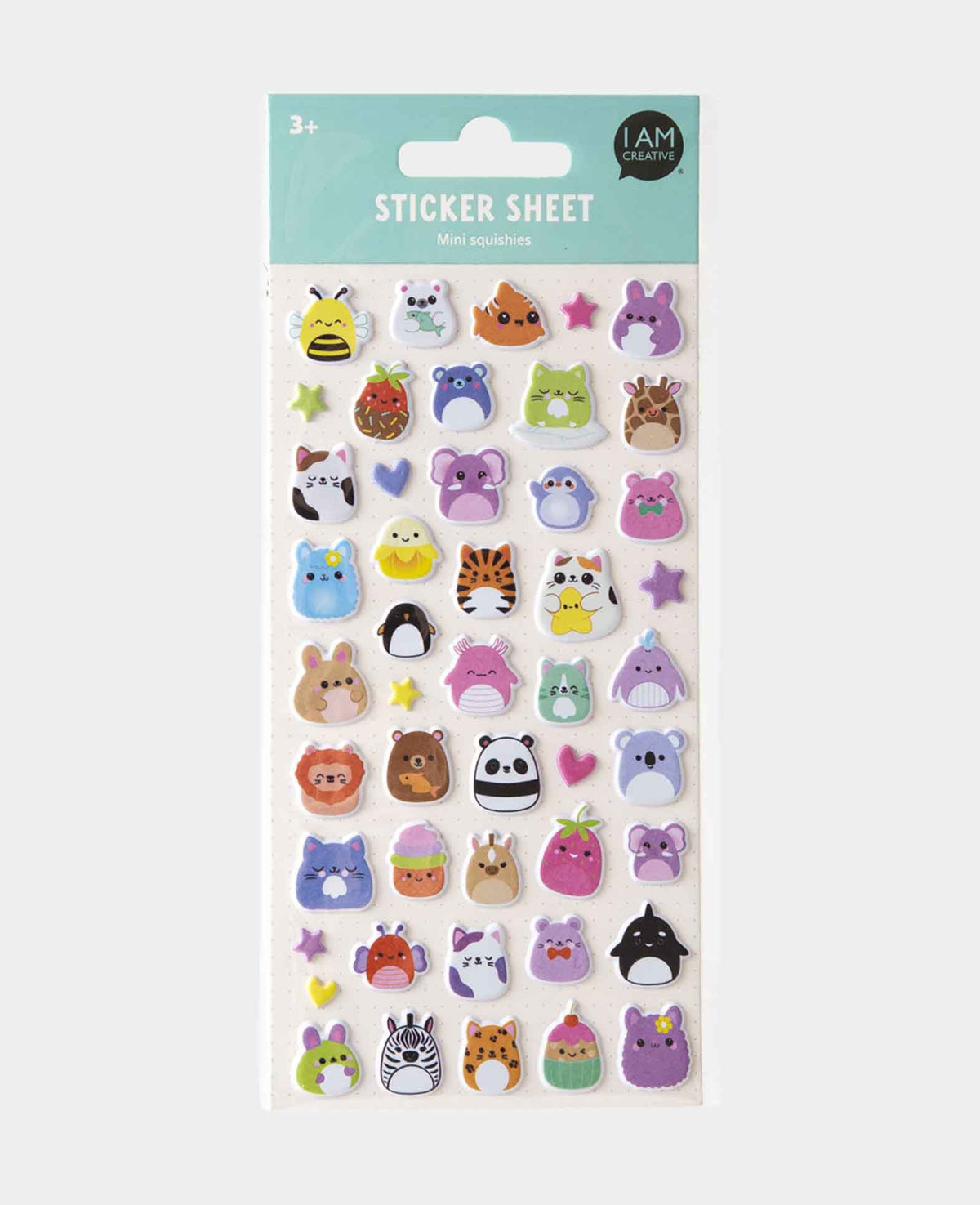 Mini Puffy Animal Stickers, 9 x 21 cm, 1 sheet