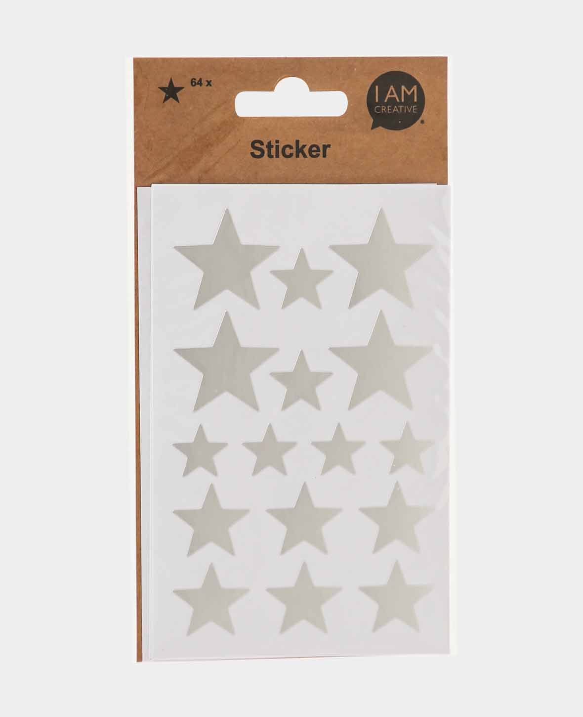 Sticker Stern, Silber, ø 17, 24, 32 mm, 4 Blatt, 64 Stk.
