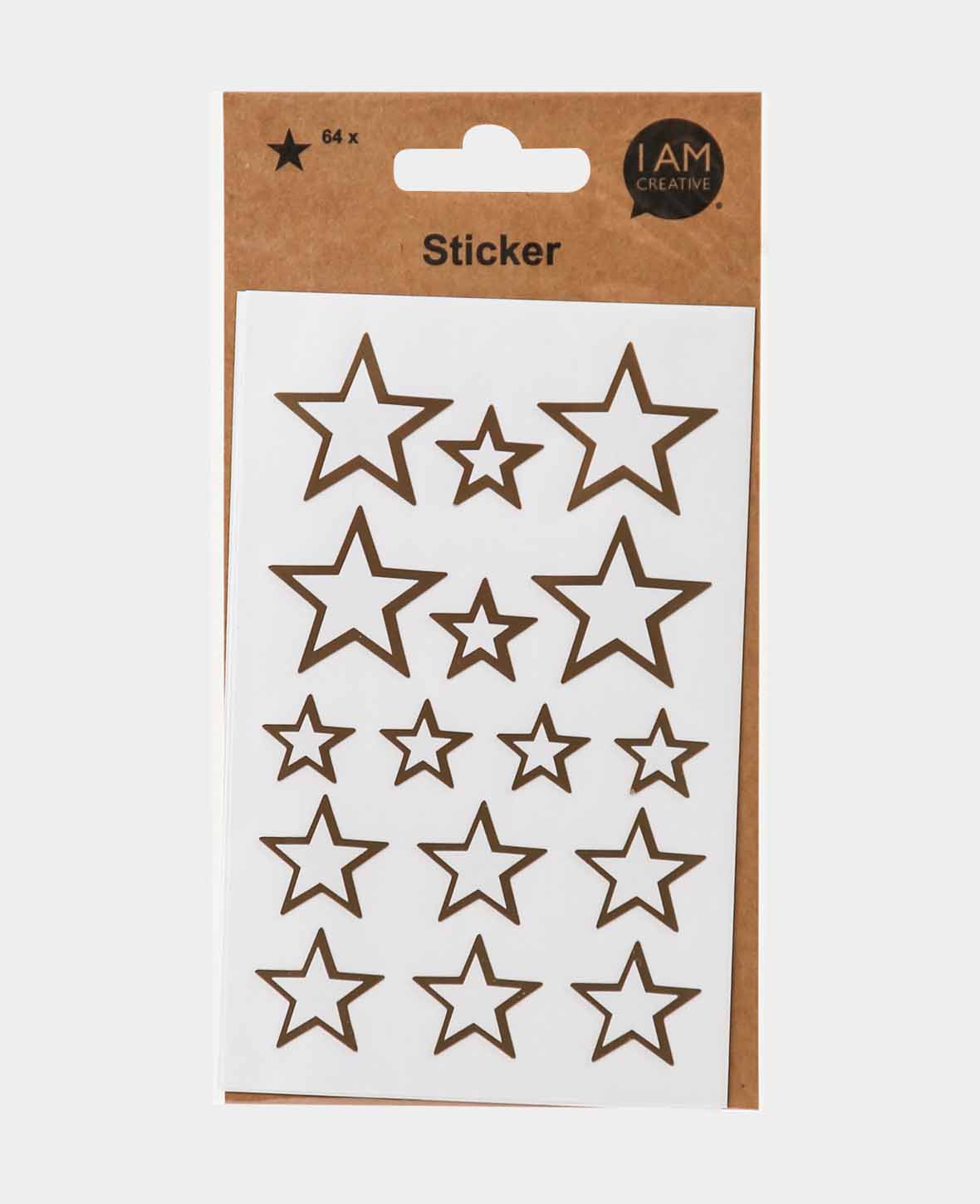 Sticker Star, Gold, ø 17, 20, 32 mm, 4 sheets, 64 pcs.
