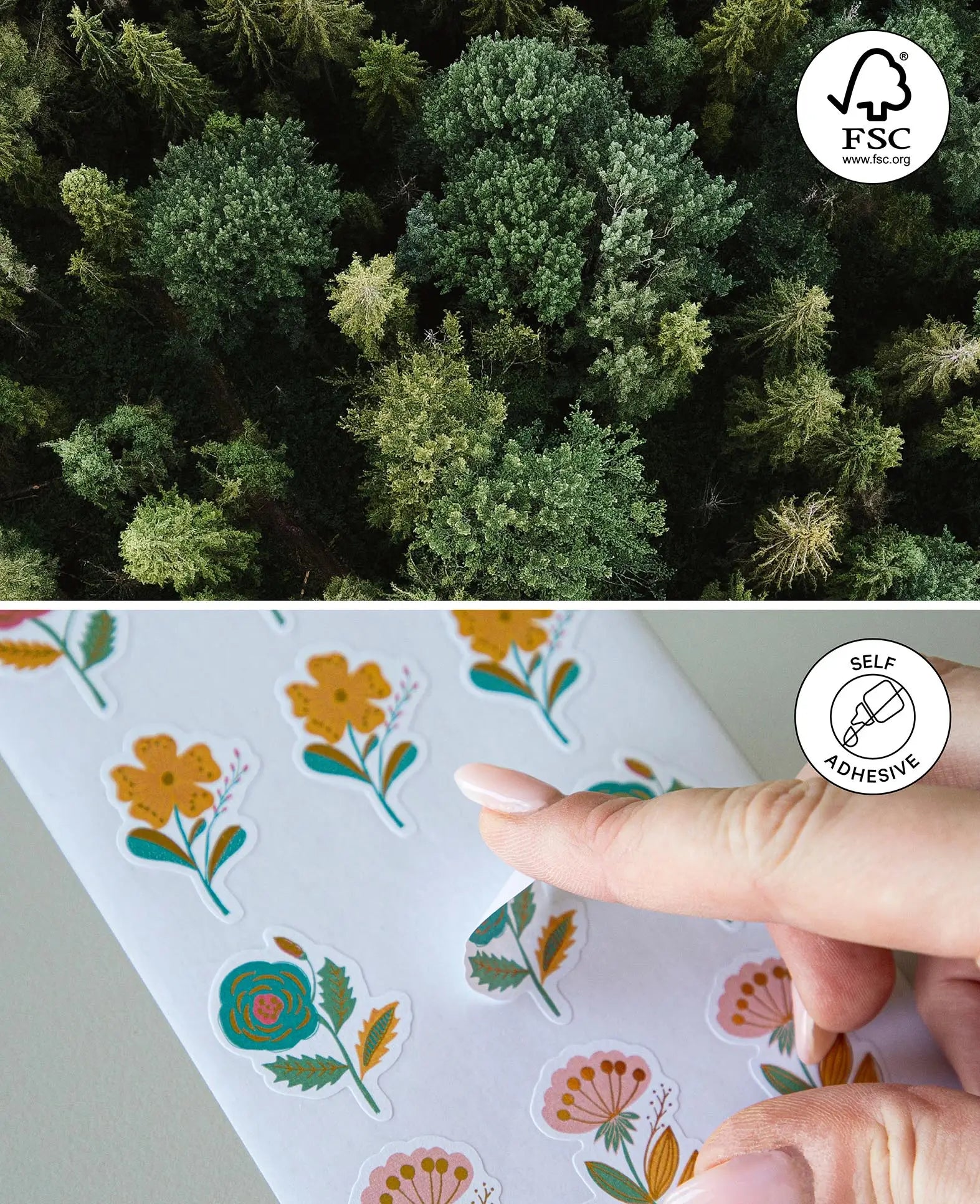 Sticker Blumen, Bunt mit Gold, 9.5 x 15 cm, 4 Blatt