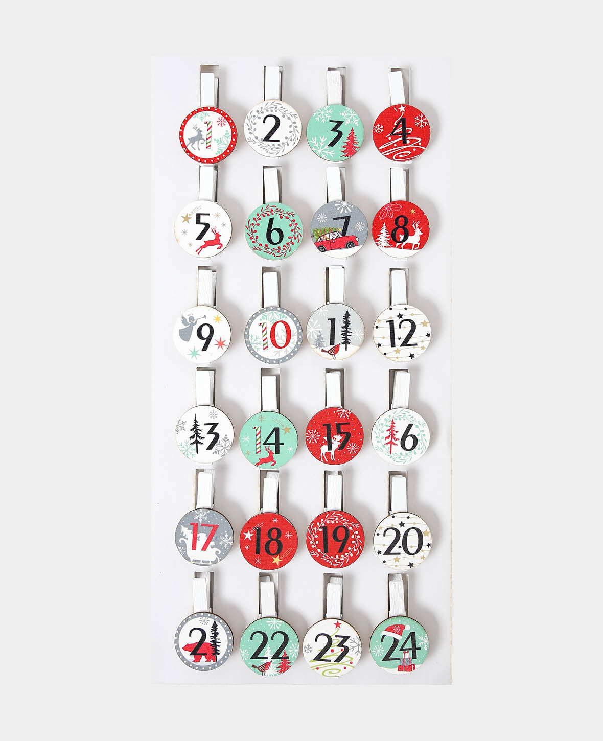 Pinces de calendrier de l'Avent, couleur assortie, env. 3 x 4,8 cm, 24 p.