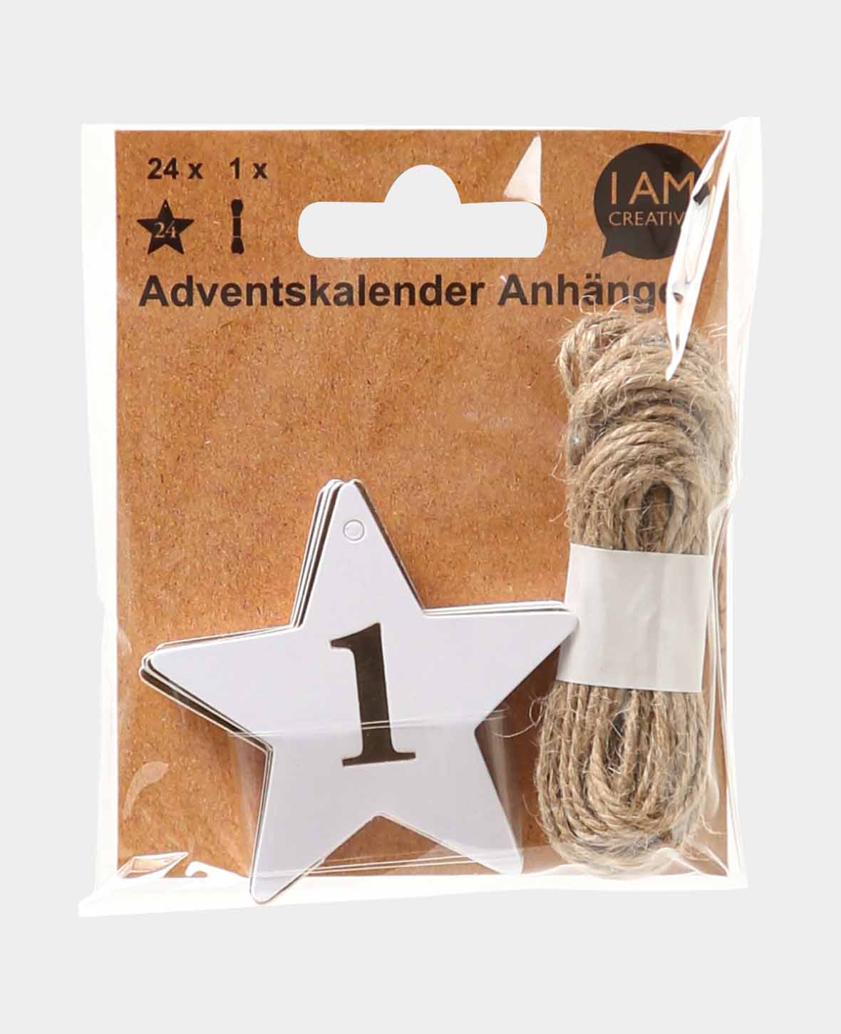 Pendentifs de calendrier de l'Avent Blanc & Or, 24 pcs, ø 6 cm