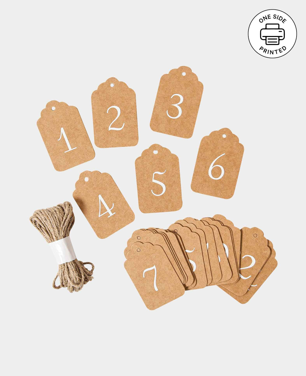 Adventskalender Tags mit 6 m Schnur, Braun & Weiss, ø 6 cm, 24 Stk.