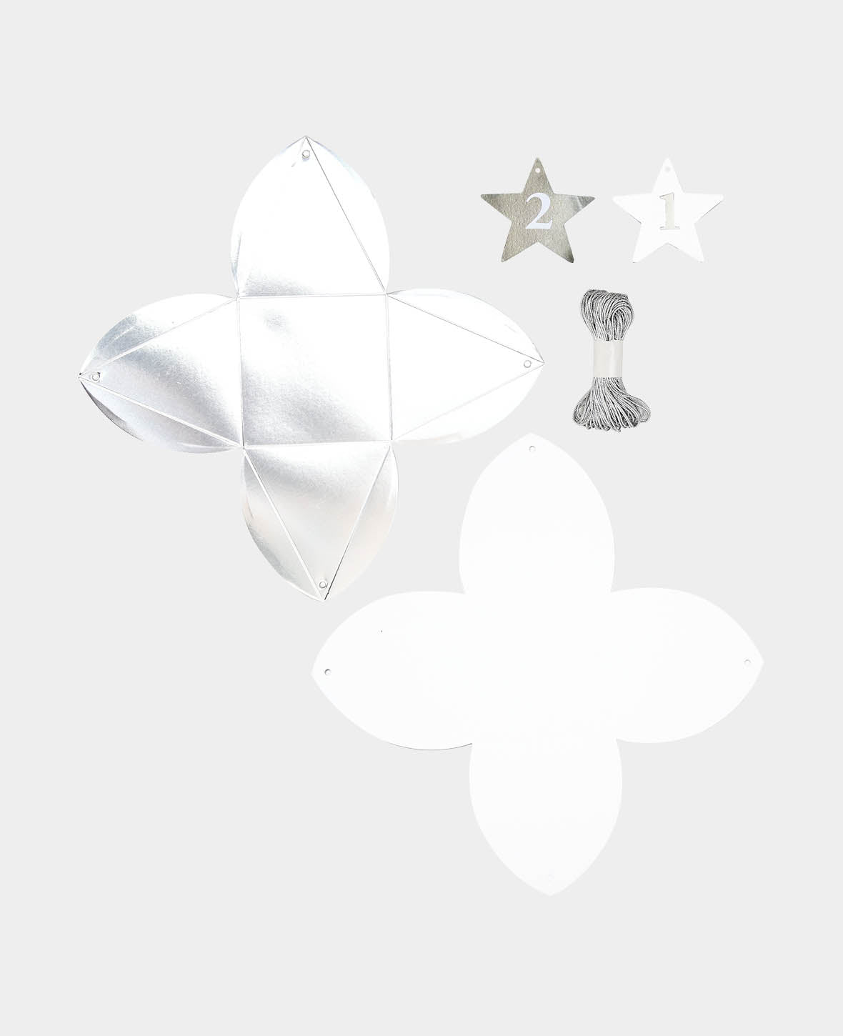 Boîtes Calendrier de l'Avent Argent/Blanc, 8×8×8 cm, 49 p.