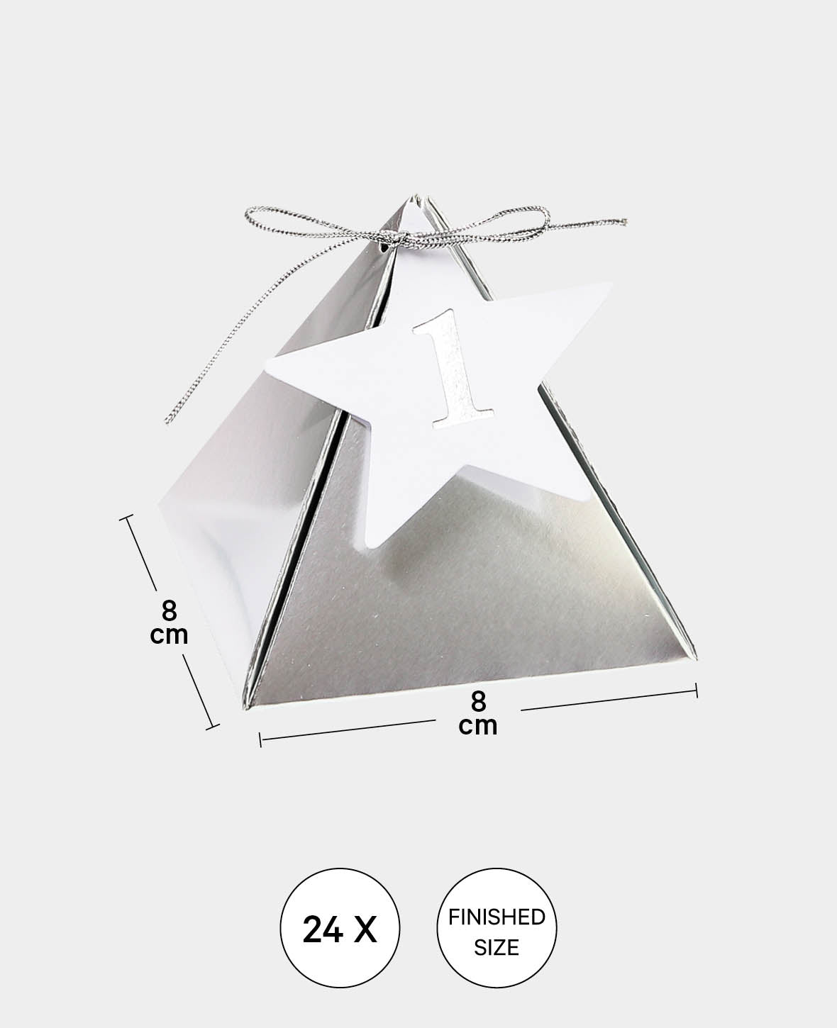 Boîtes Calendrier de l'Avent Argent/Blanc, 8×8×8 cm, 49 p.