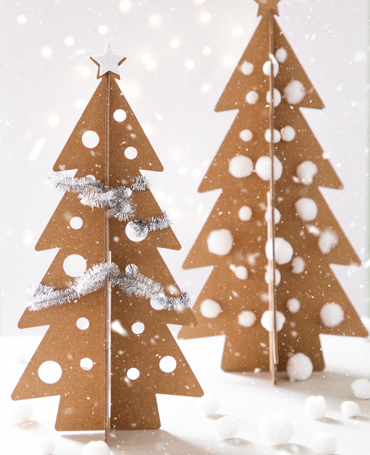 Kit de sapin de Noël à faire soi-même, marron, 4 pièces