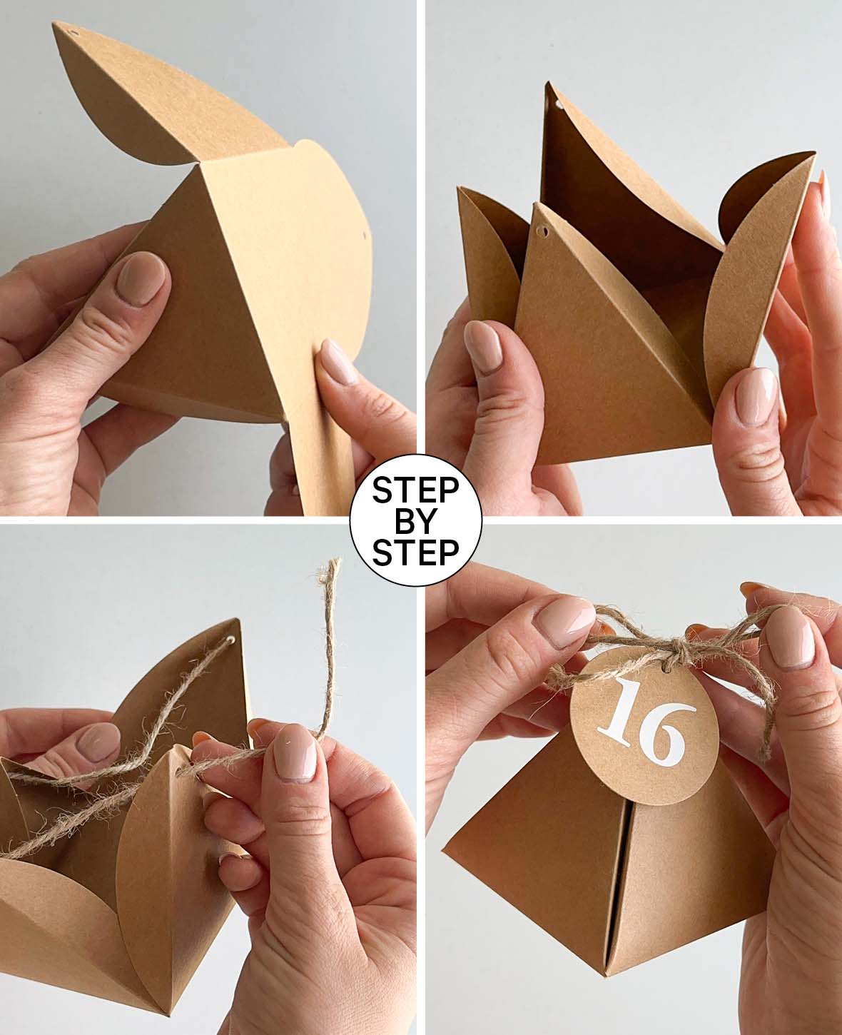 Boîtes Calendrier de l'Avent Argent/Blanc, 8×8×8 cm, 49 p.