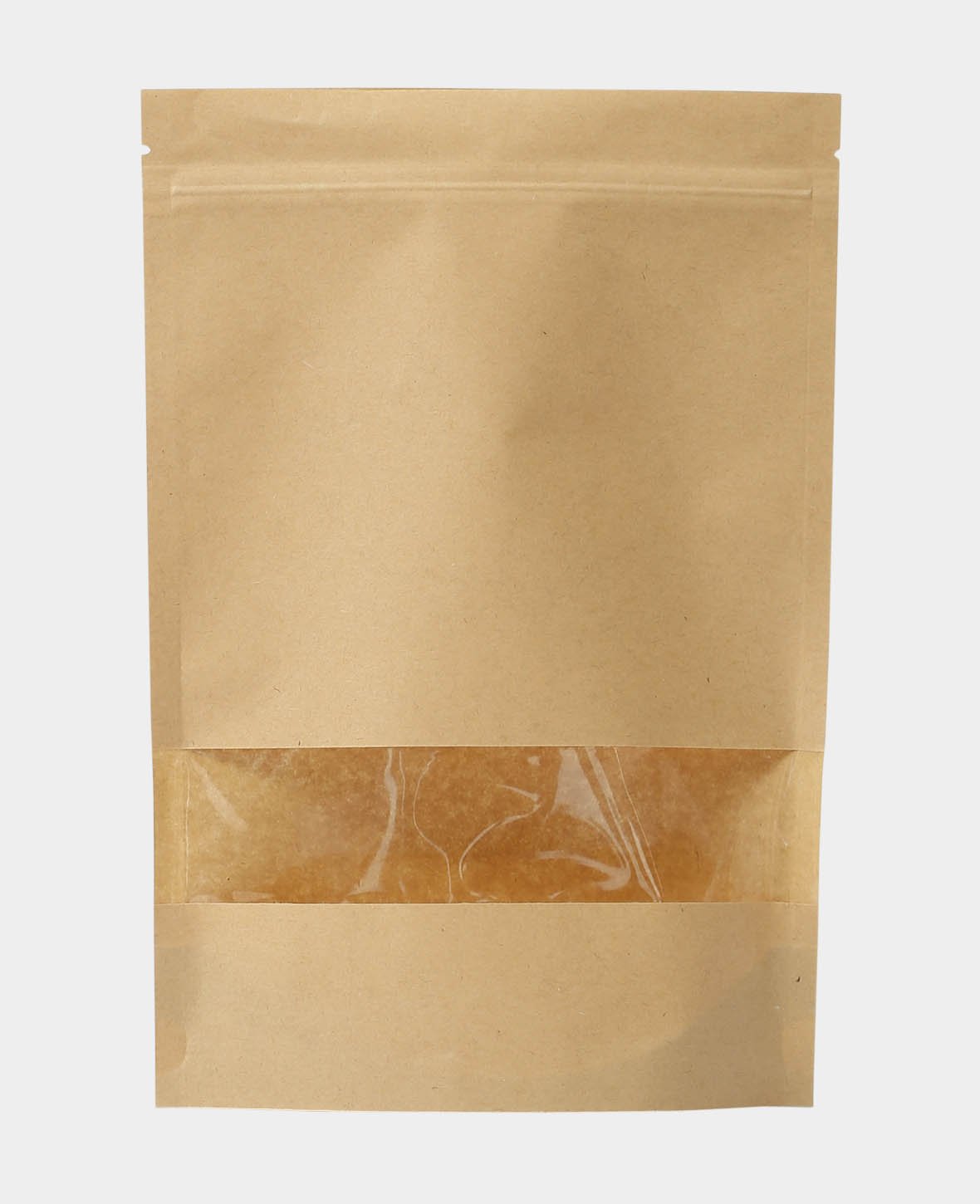 Sachets à fermeture zip, sacs en papier avec fenêtre de visualisation étroite et fermeture zip, marron, 18 x 26 x 8 cm, 5 pièces.