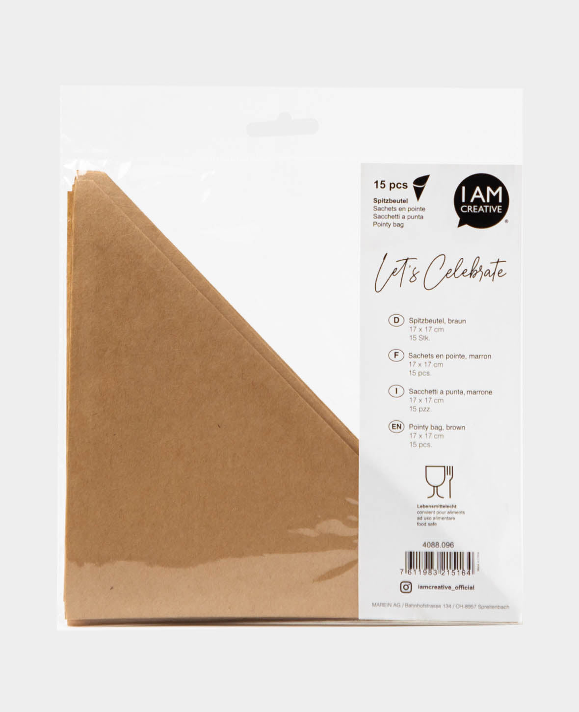 Spitzbeutel, Papiertüten mit Kegelform für Leckereien wie gebrannte Mandeln, Marroni, Kekse und andere Köstlichkeiten, 17 x 17 cm, Natur, 15 Stk.