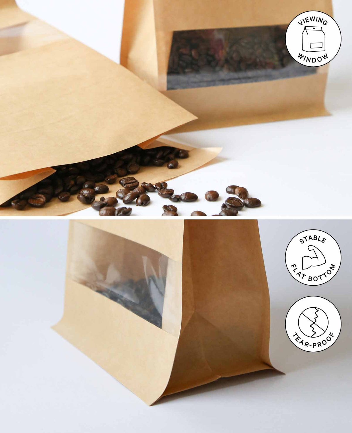 Paper bags, 18.5 x 26 x 11.5 cm, paper bags with window, brown, 4 pcs.