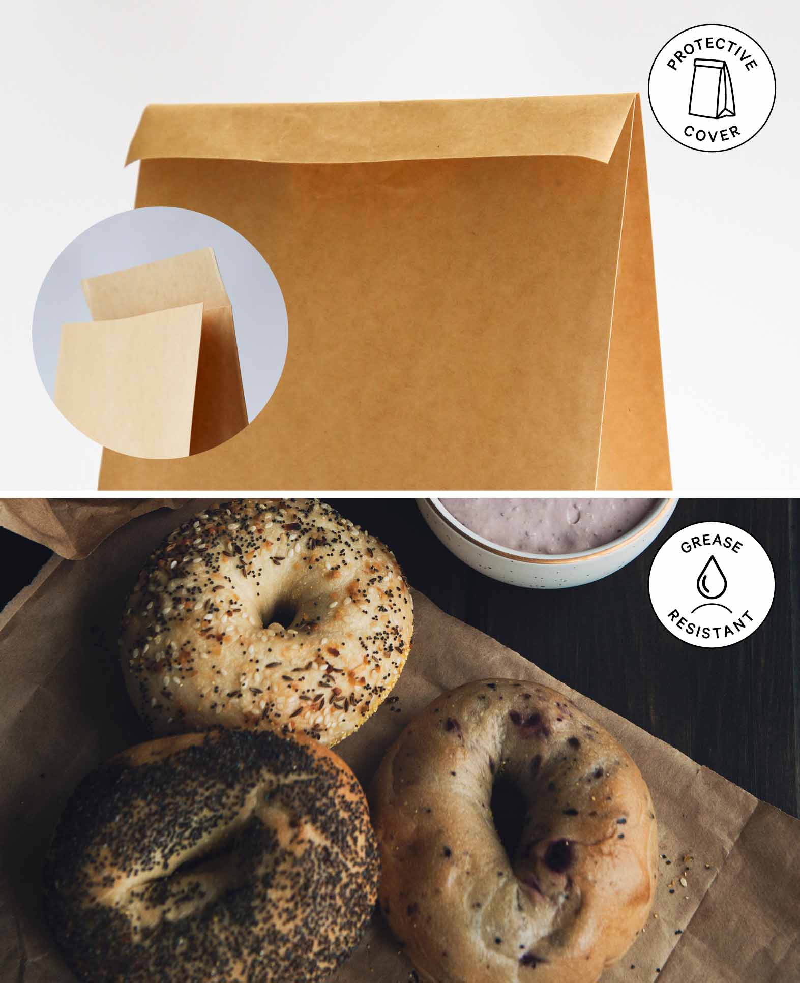 Paper bags, 18.5 x 26 x 11.5 cm, paper bags with window, brown, 4 pcs.