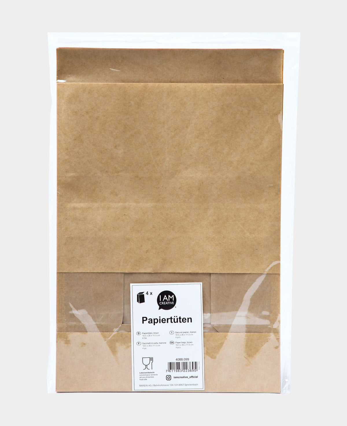 Paper bags, 18.5 x 26 x 11.5 cm, paper bags with window, brown, 4 pcs.