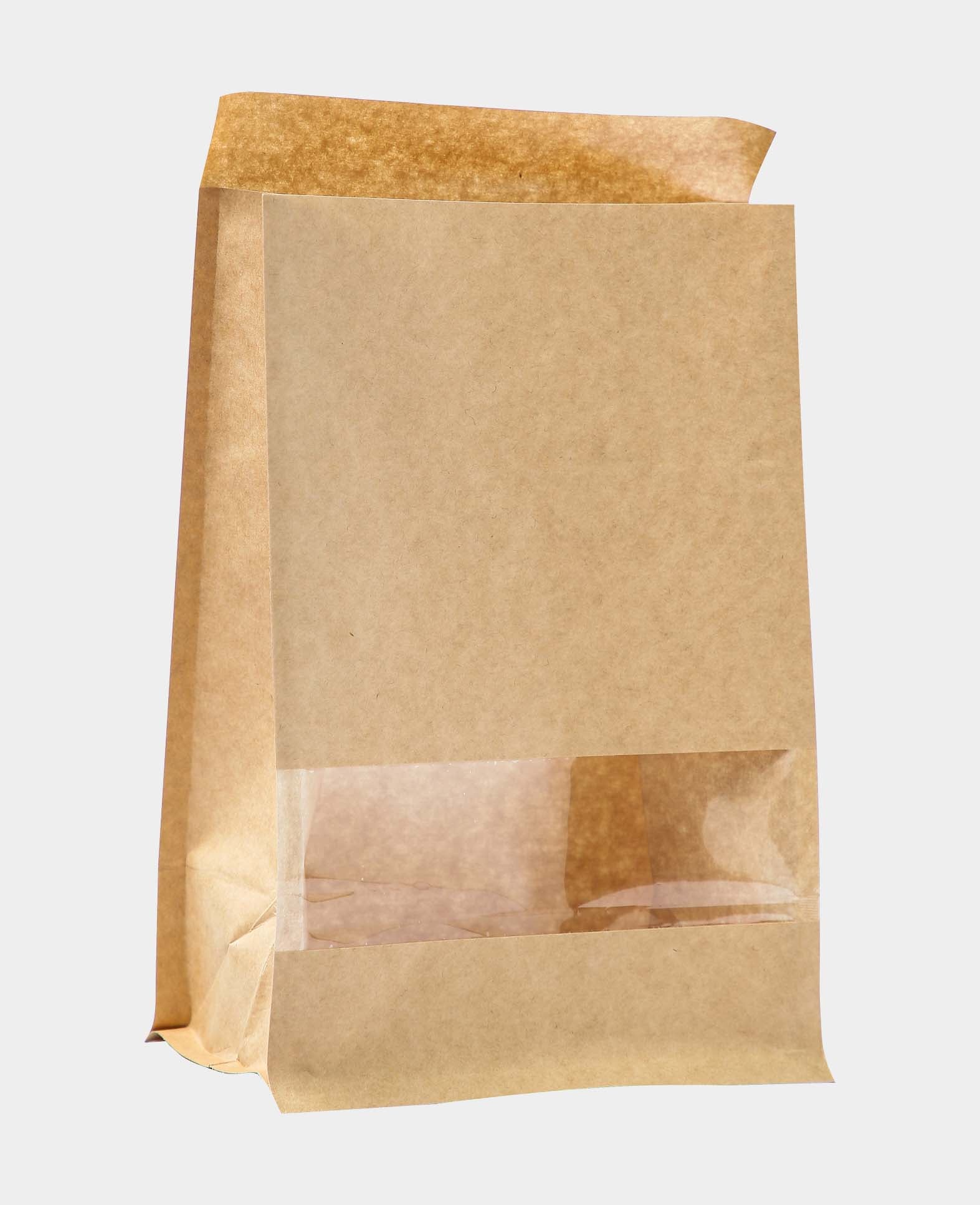 Paper bags, 18.5 x 26 x 11.5 cm, paper bags with window, brown, 4 pcs.