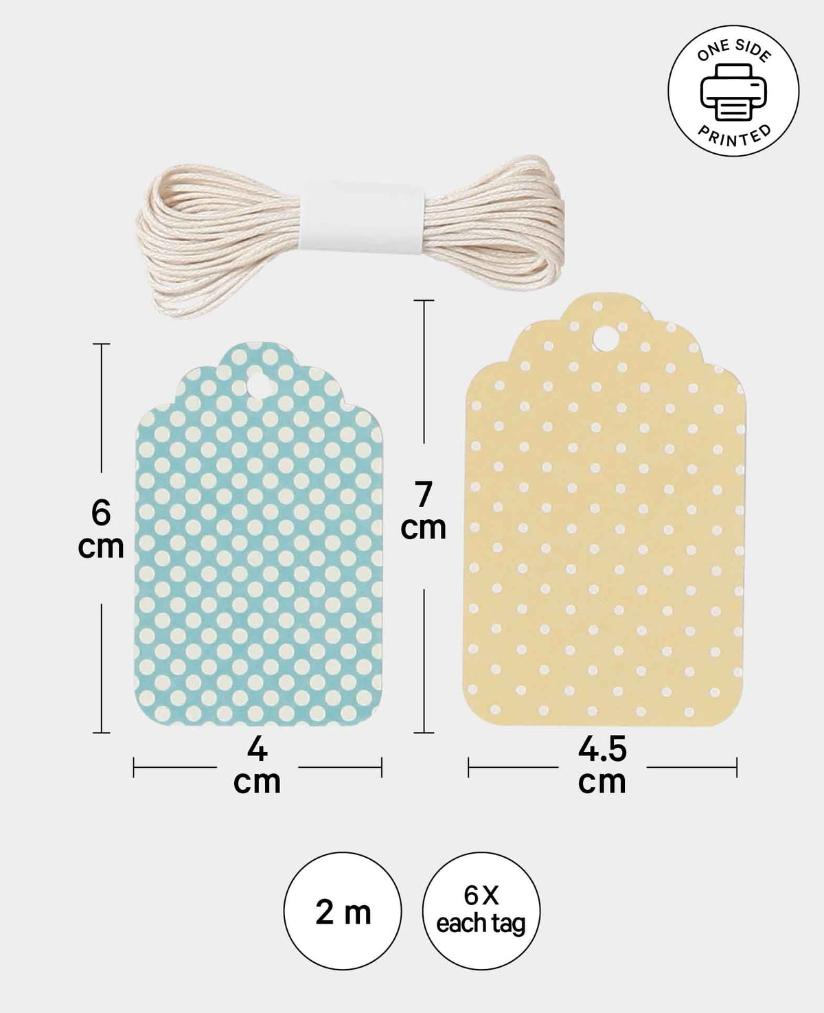 Gift Tags, Blue & Yellow with Dots, 12 pcs.