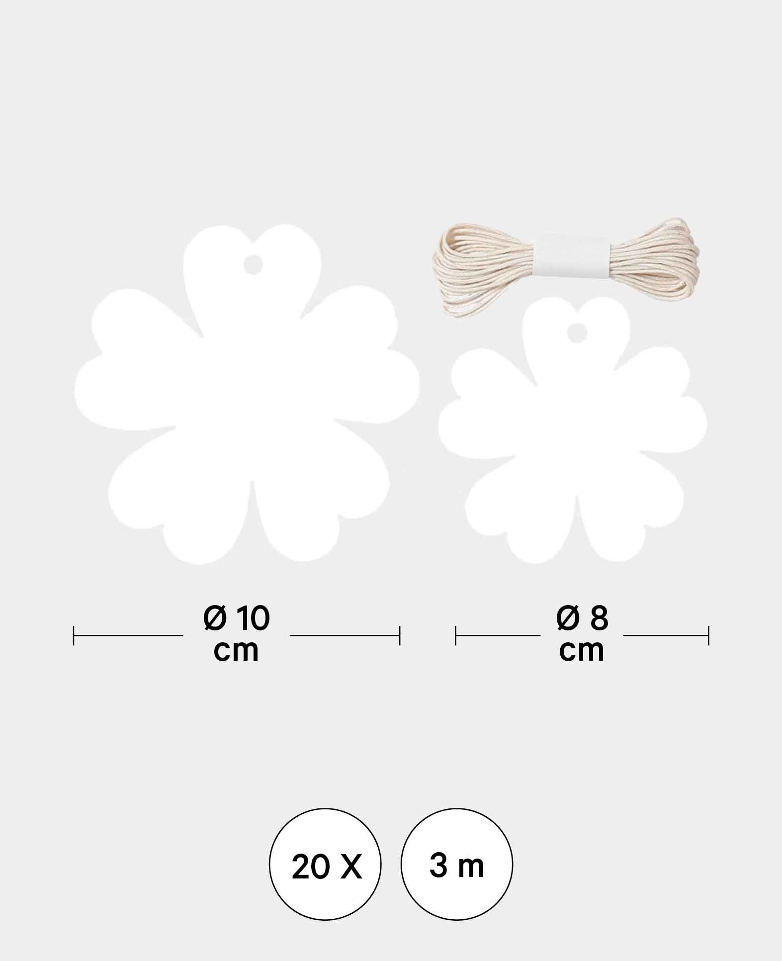 BOHO Tag, Blume, 20 S & 3m Schnur