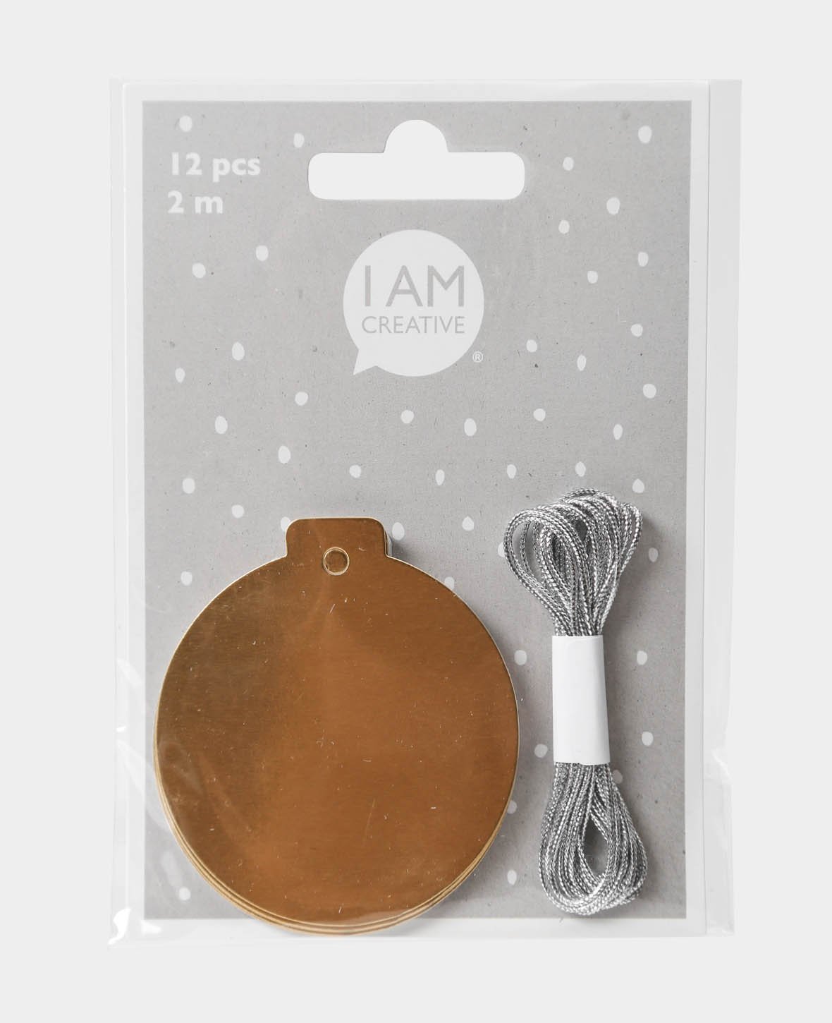 Étiquettes cadeaux X-mas Set IV, Boules de Noël or et argent, ø 6 cm, 12 pces.