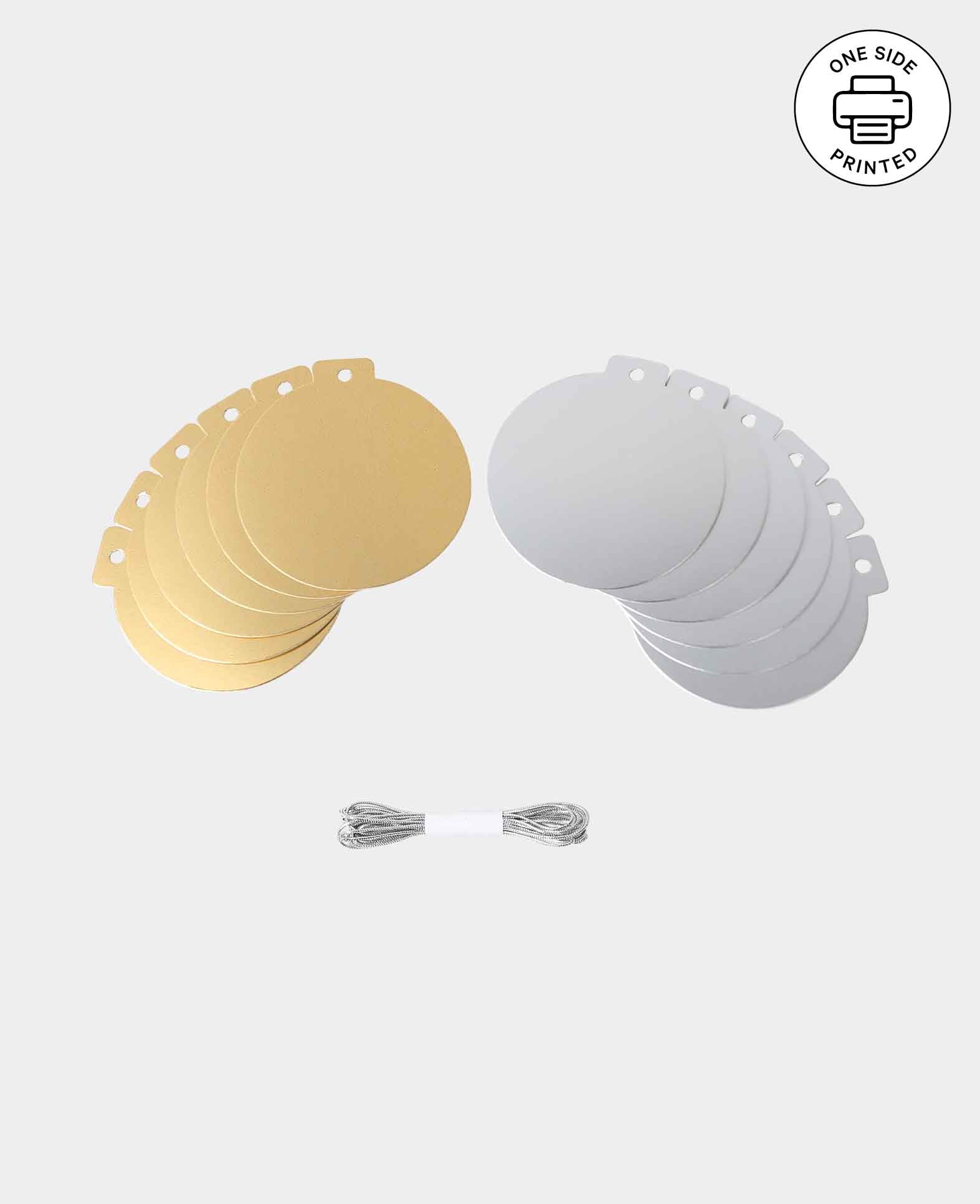 Étiquettes cadeaux X-mas Set IV, Boules de Noël or et argent, ø 6 cm, 12 pces.
