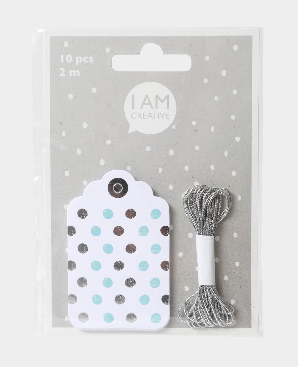 Étiquettes cadeaux Set de Noël V, pois argentés et menthe, 4.5 x 7 cm, 10 p.