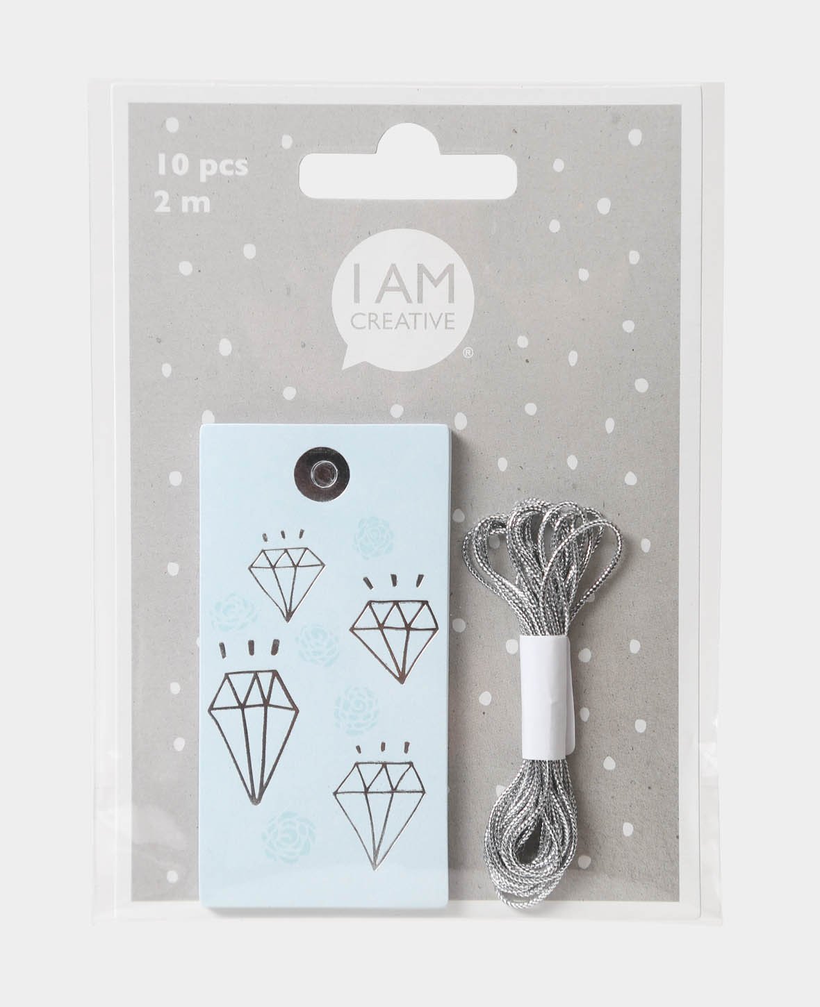 Étiquettes-cadeaux Noël Set VI, motif diamants, bleu clair, 4 x 8 cm, 10 pces