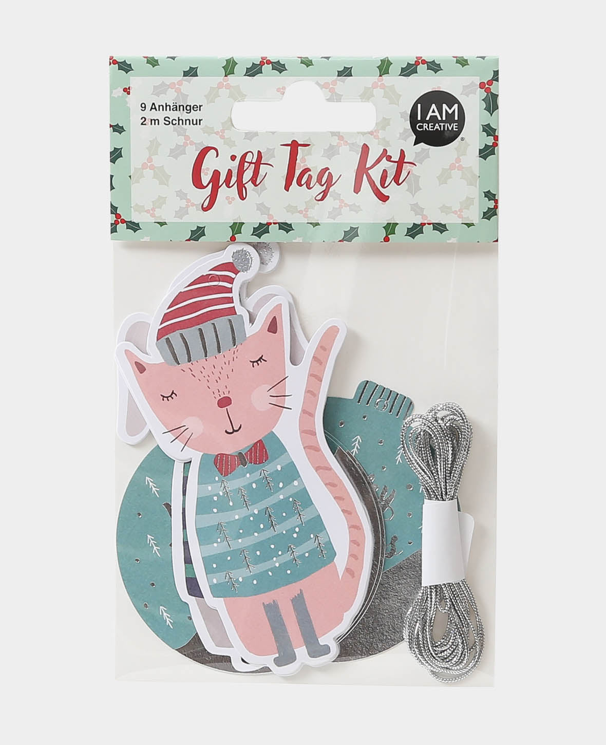 Kit d'étiquettes cadeaux, chat, chien & boule, 9 pièces