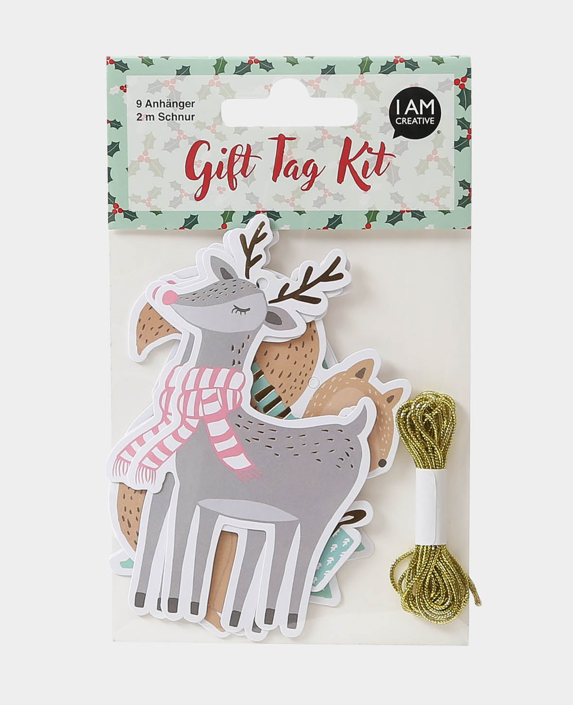 Kit d'étiquettes cadeaux, sapin, écureuil et cerf, 9 pcs.