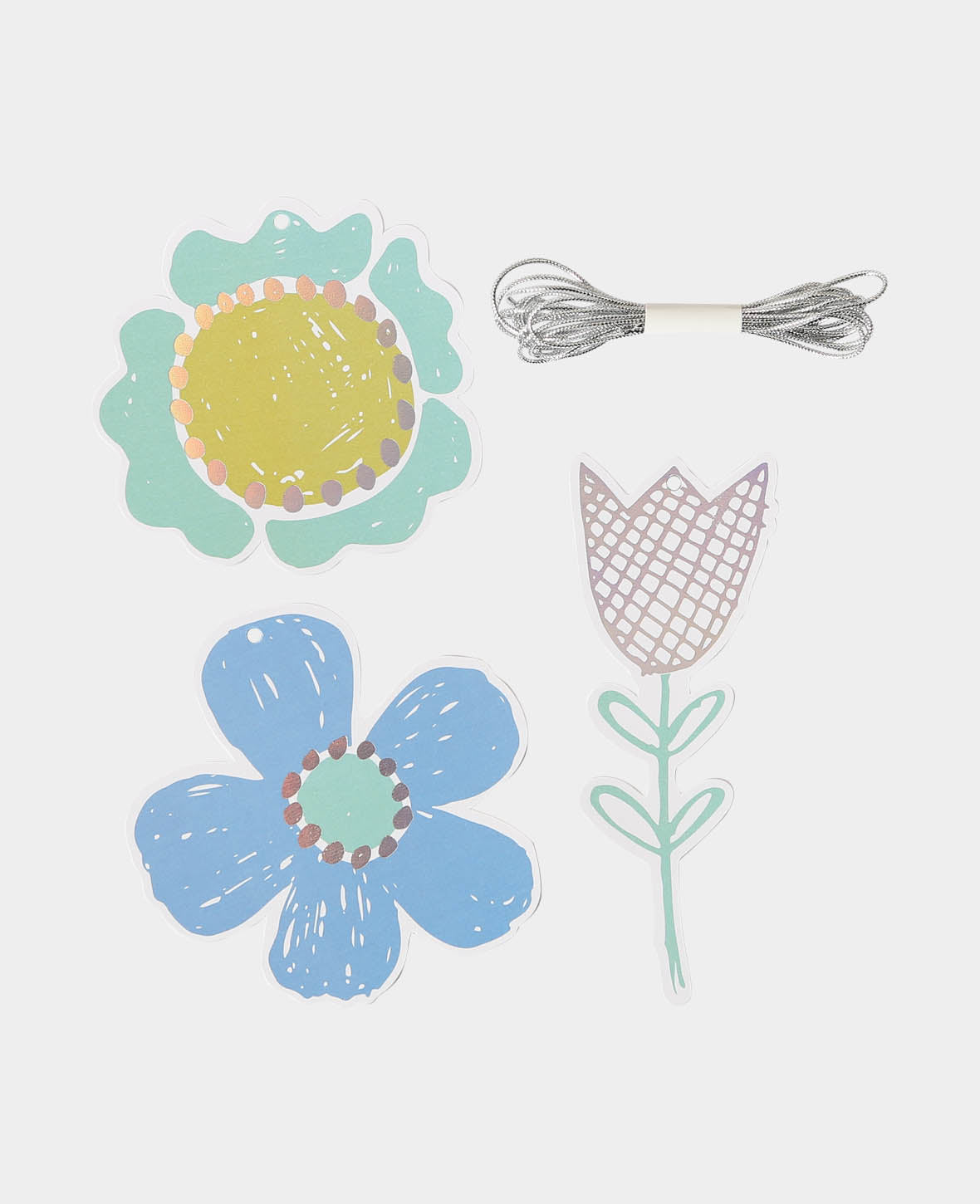 Étiquettes cadeaux, Fleurs, 9 pièces