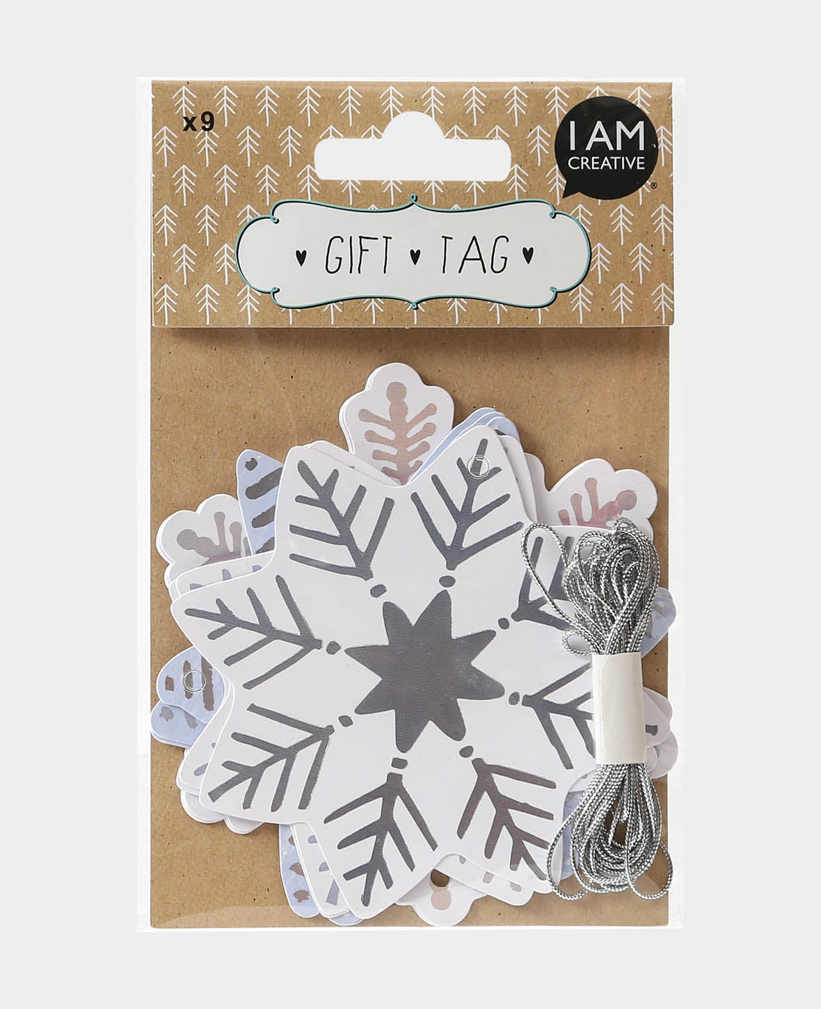 Étiquettes cadeaux Noël XIII, étiquettes motif flocon de neige, blanc, ø 9.3 - ø 10.4 cm, 9 pces.