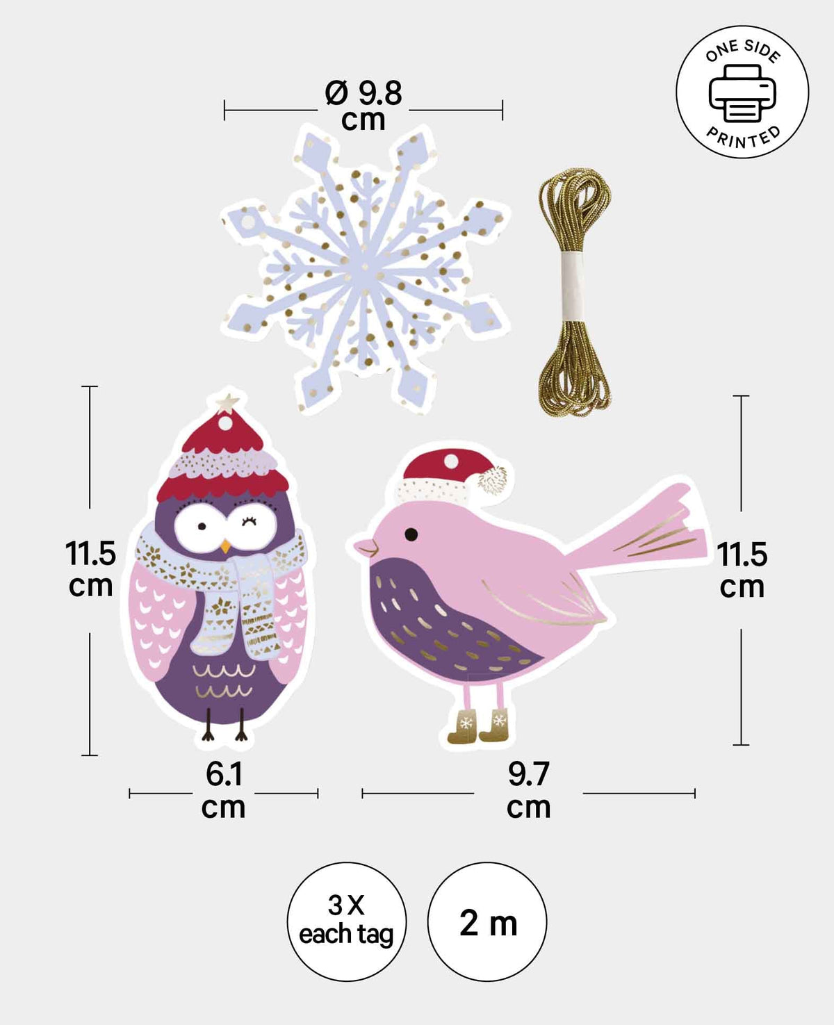 Étiquettes-cadeaux Noël XIV, 9 pces.