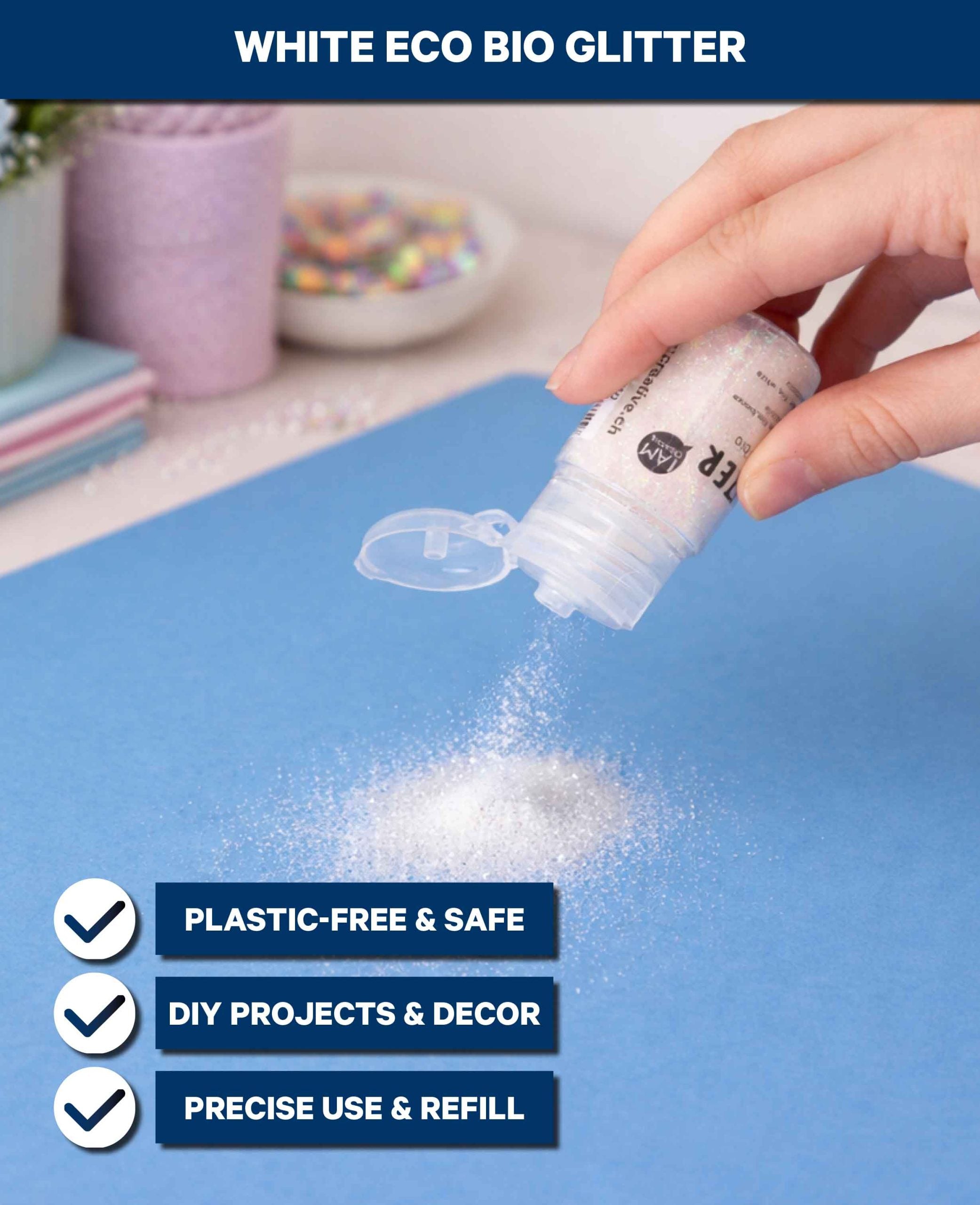 Bio-Glitter, White Glitter, biodegradable, 13 g