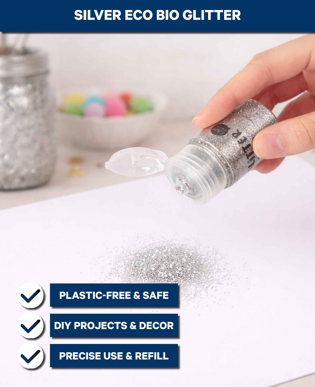 Bio Glitter, Silver, Biodegradable, 15 g