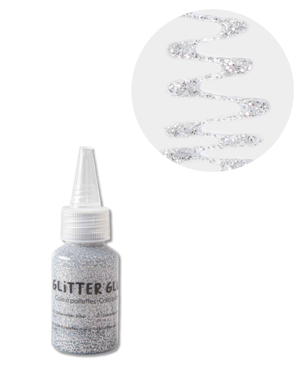 Glitter Glue, Silver, 30 ml