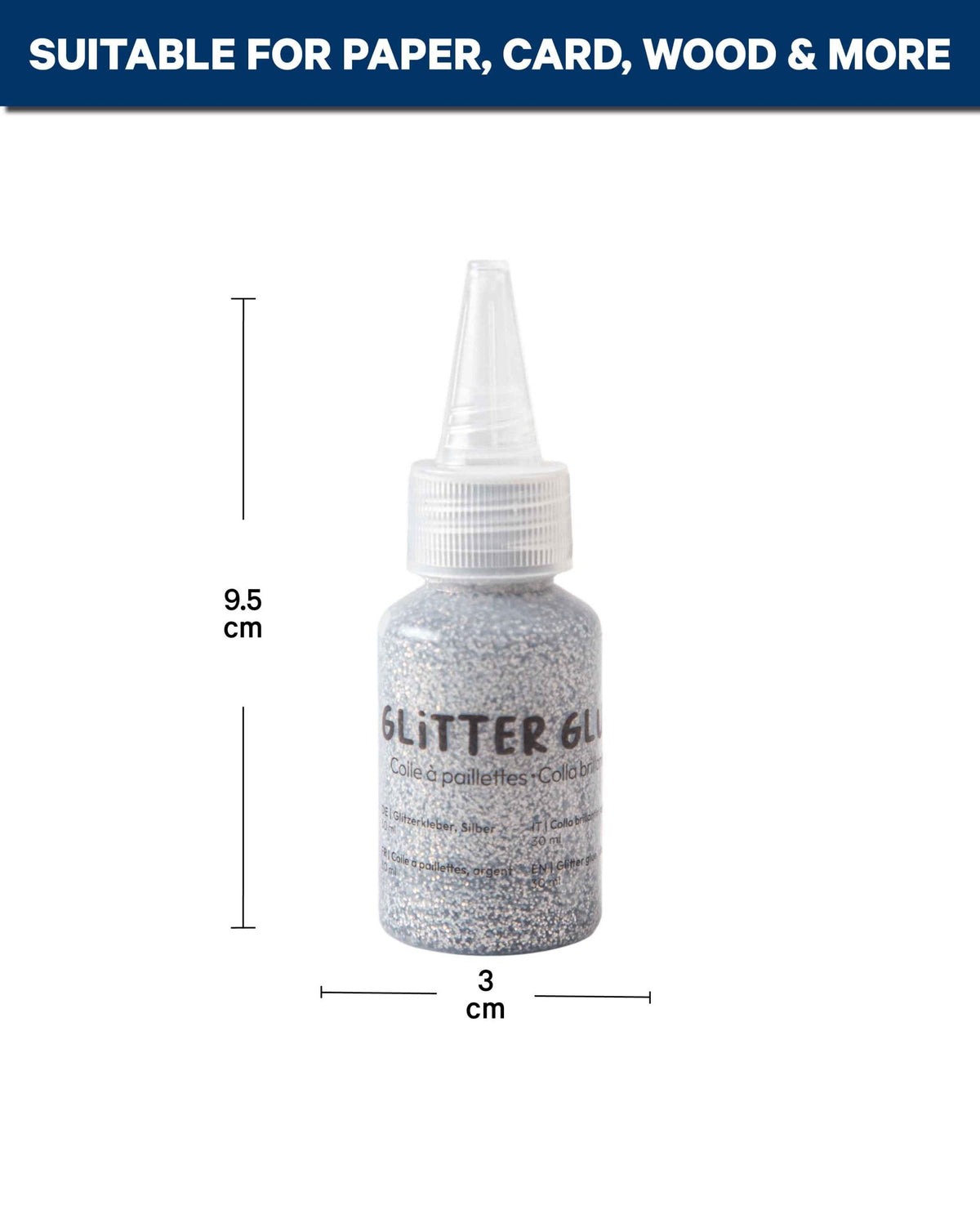 Colle pailletée, colle pailletée argentée, 30 ml