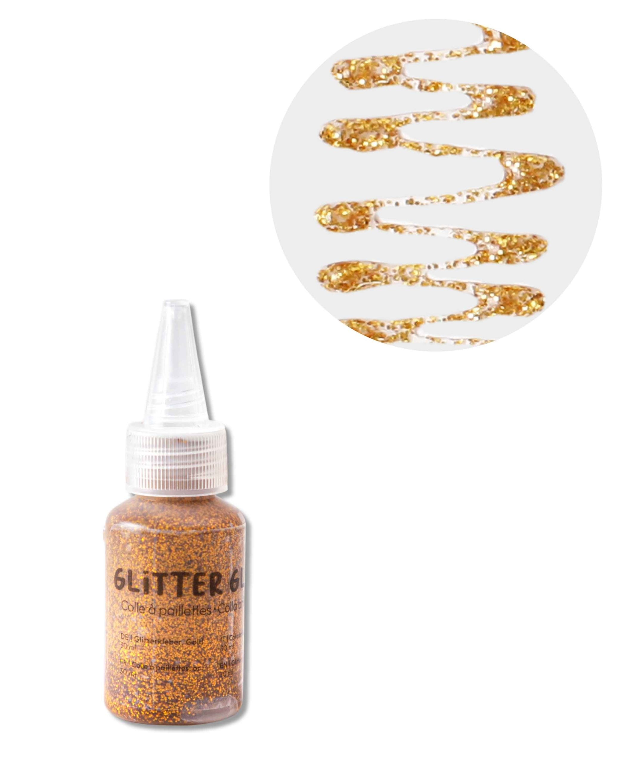 Glitter Glue, Gold, 30 ml