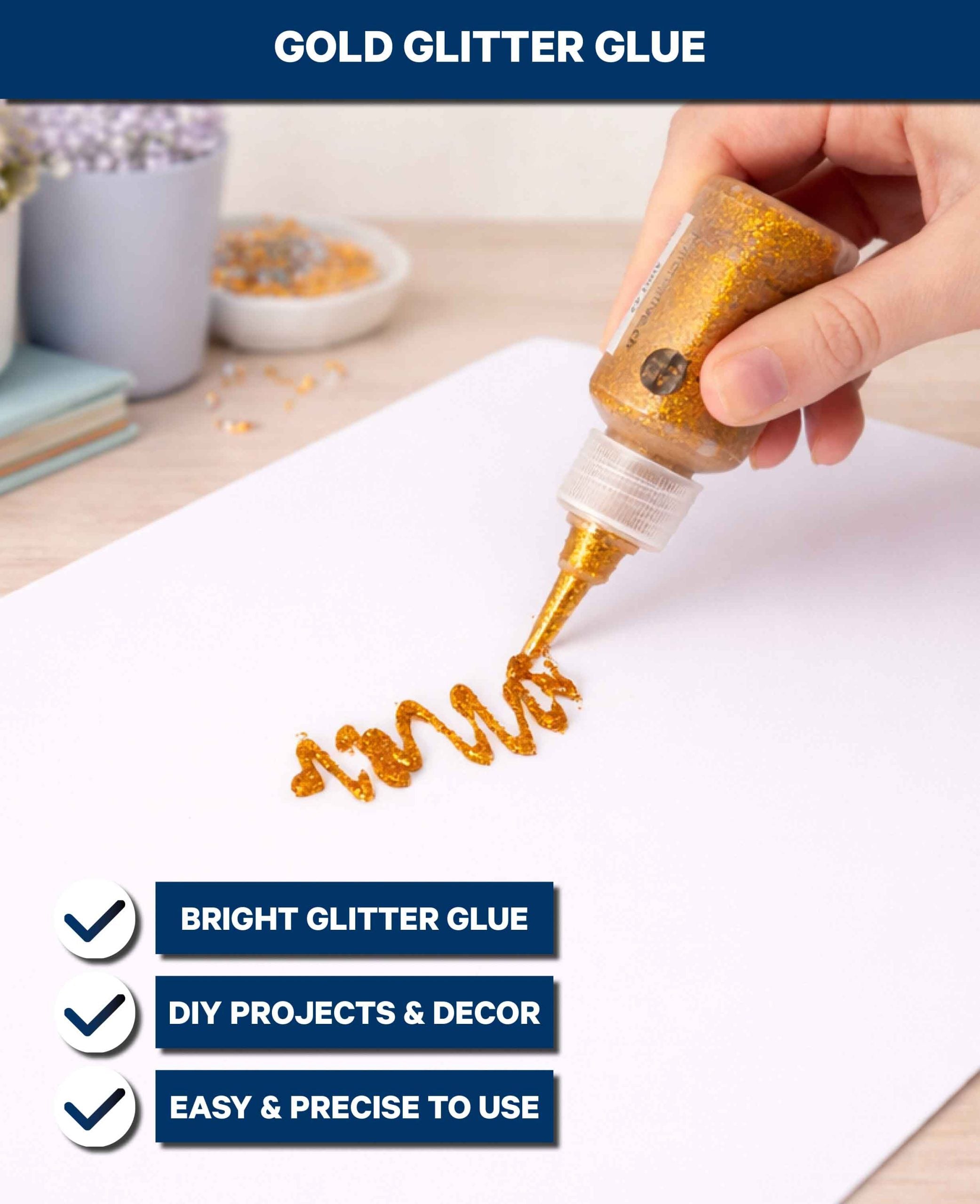 Glitter Glue, Gold, 30 ml