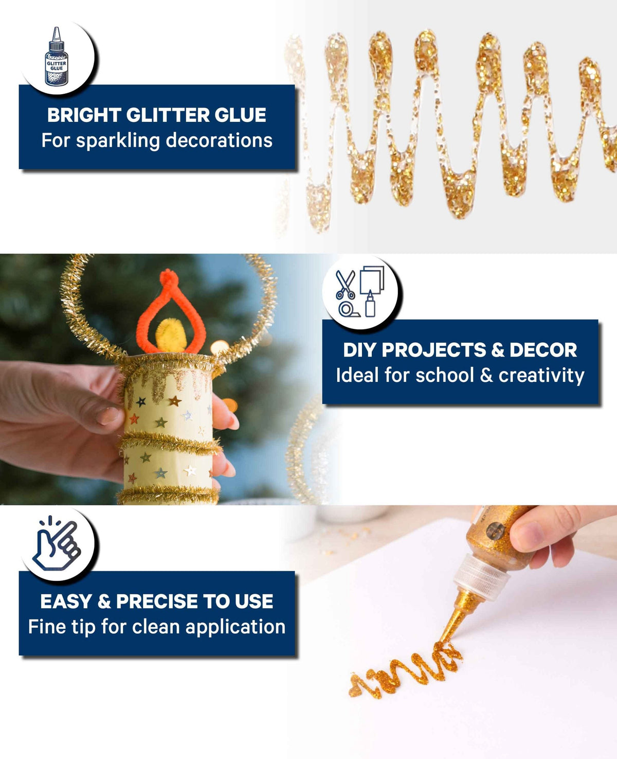 Glitterglue, Glitzerkleber Gold, 30 ml