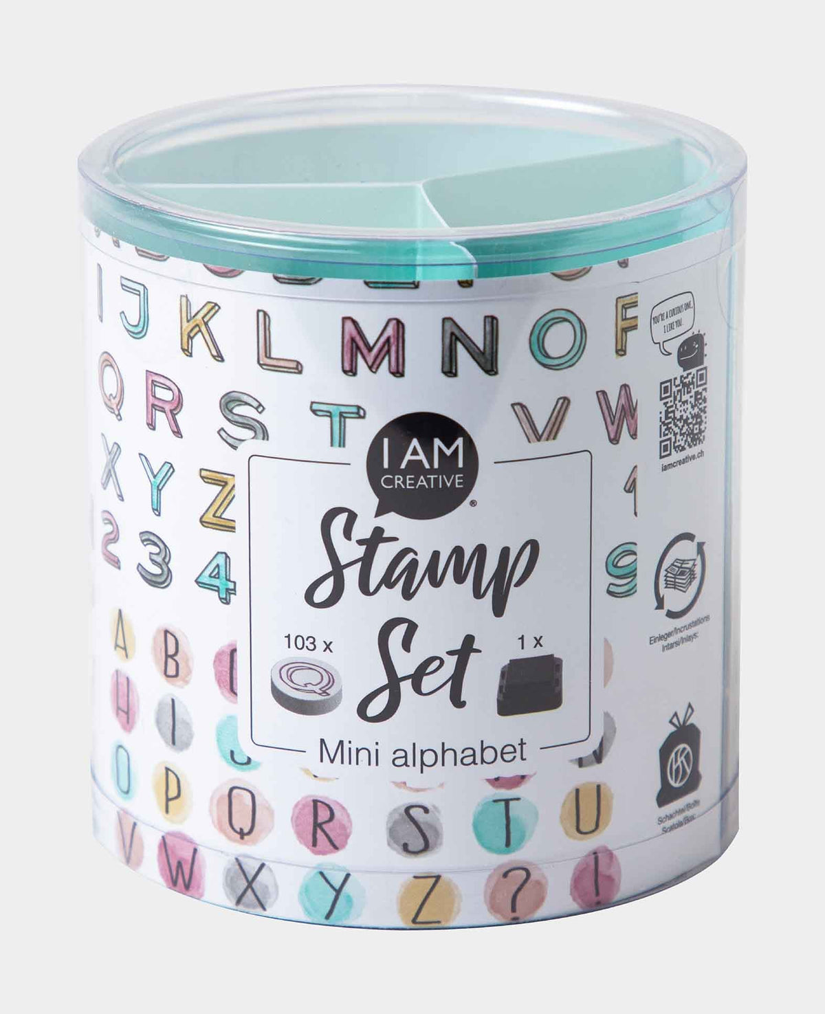 Mini kit de tampons alphabet, avec encreur, env. 0.1 x 1.2 cm, 103 pces.