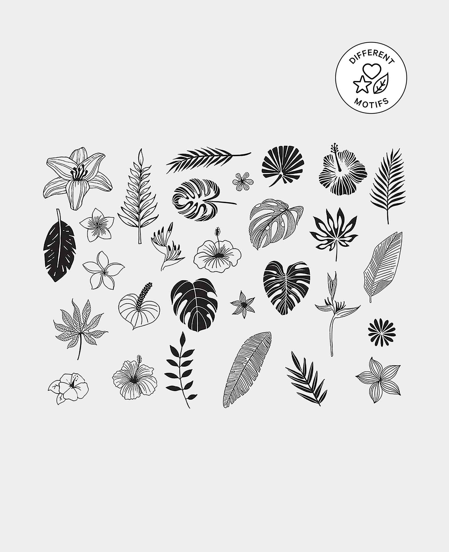 Set de tampons Jungle, avec encreur, env. 1,5 x 5 cm, 29 pces.