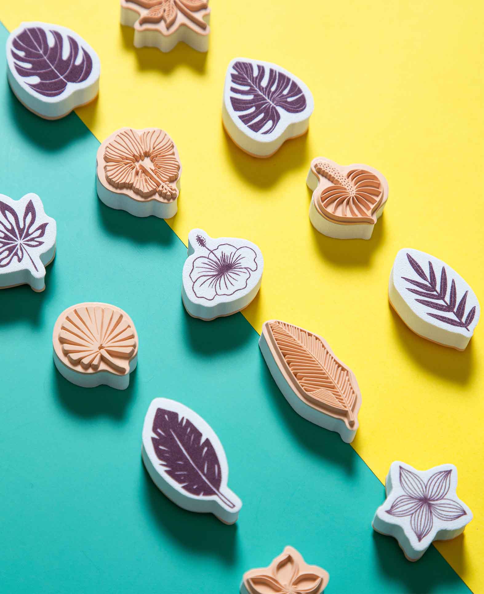 Set de tampons Jungle, avec encreur, env. 1,5 x 5 cm, 29 pces.