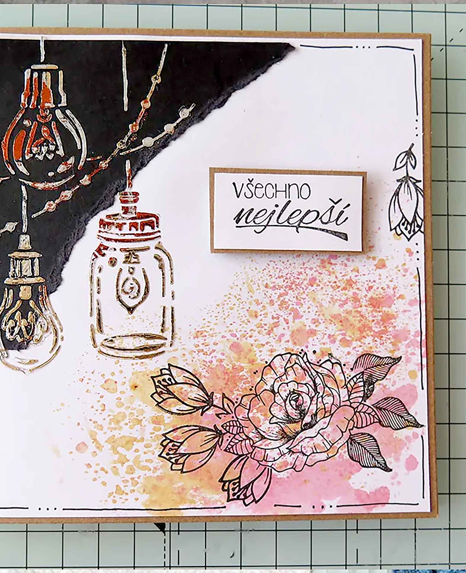 Kit de tampons Fleurs, avec encreur, env. 1 x 4,5 cm, 31 pièces