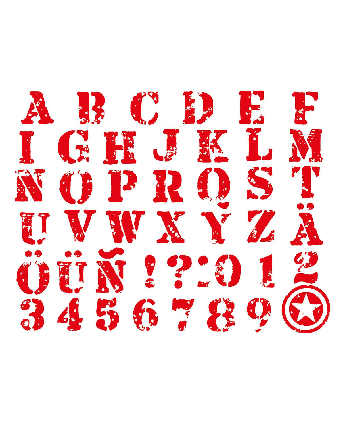 Textilstempelset Alphabet, inkl. Stempelkissen, 46 Stk.