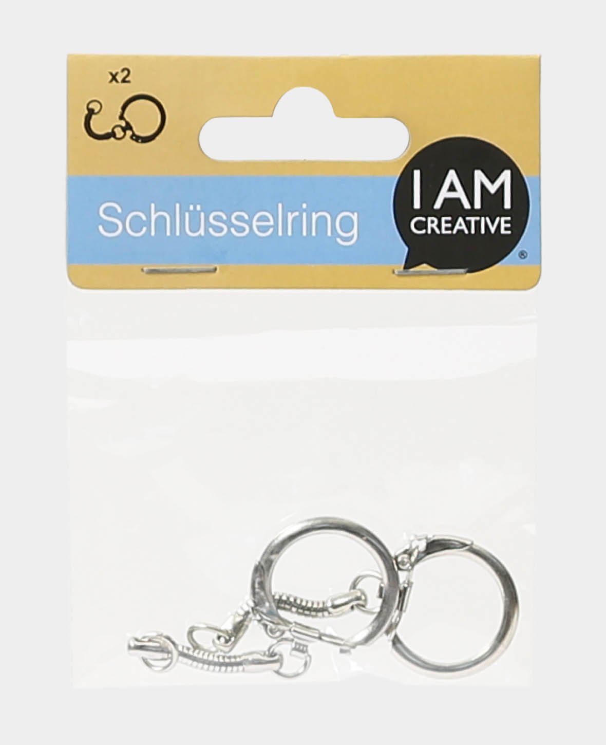 Schlüsselringe mit Kette, ø 2.2 x 5.5 cm, Silber, 2 Stk.