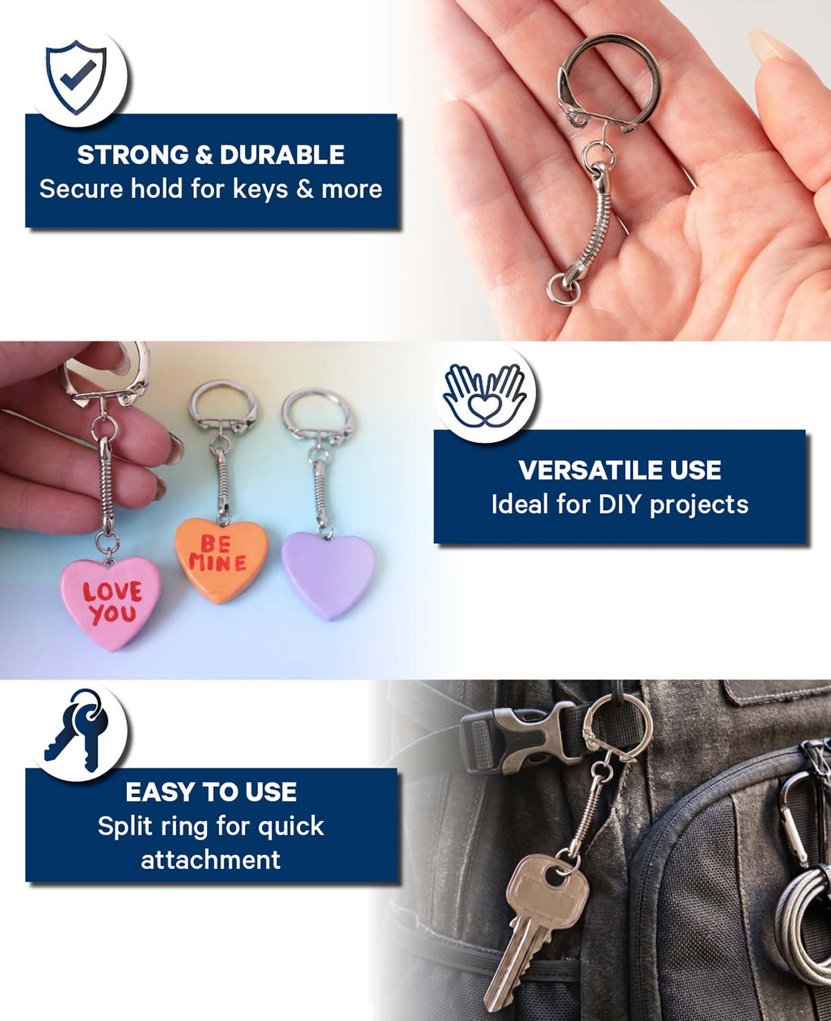 Keychain with chain, 6 cm, 50 pcs.