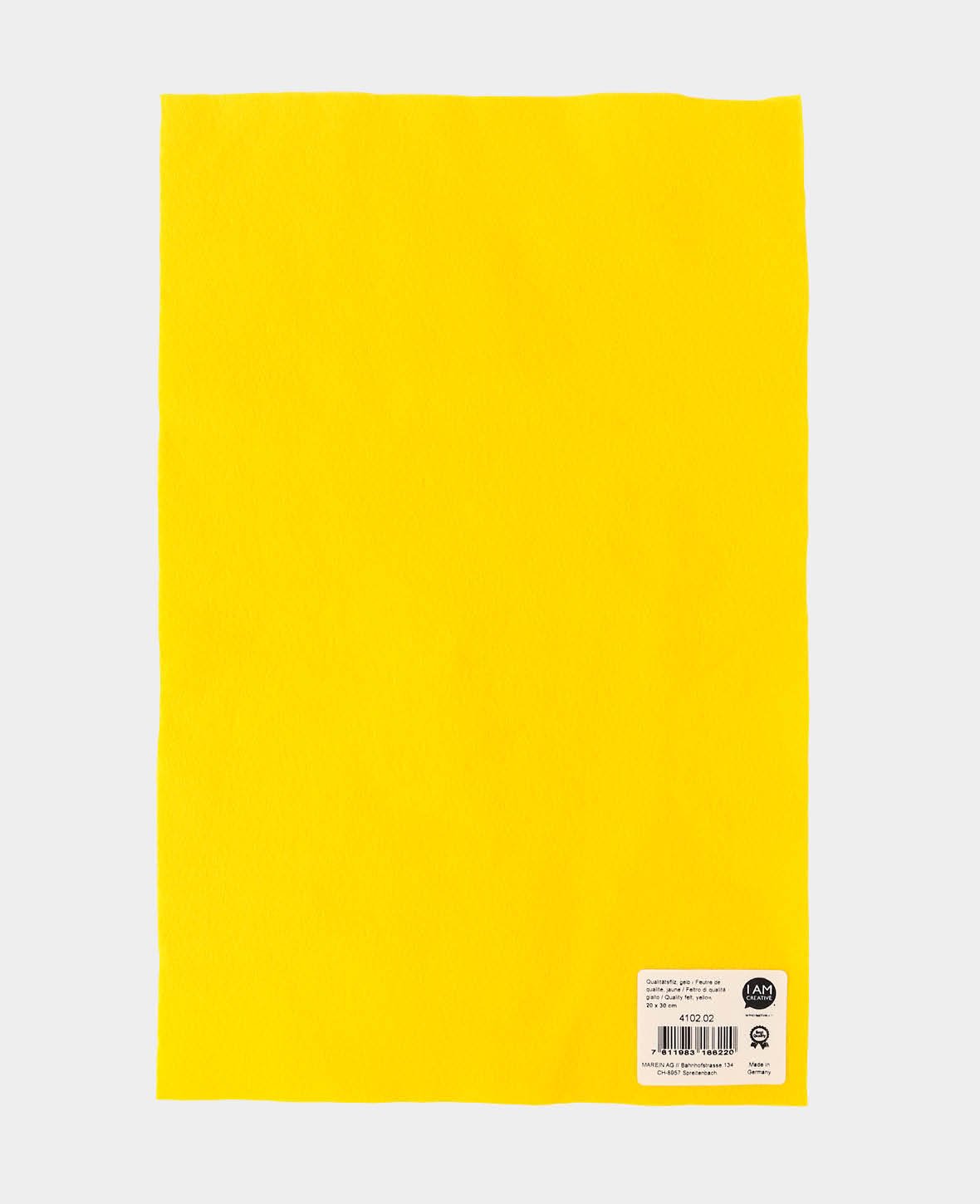 Feutre, jaune, 20 x 30 cm x 1 mm, 1 pièce