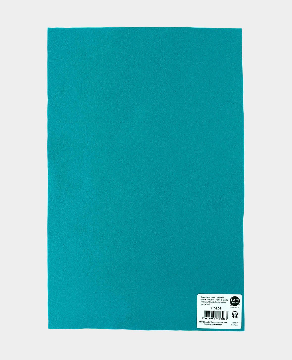 Feutre, Turquoise, 20 x 30 cm x 1 mm, 1 pièce